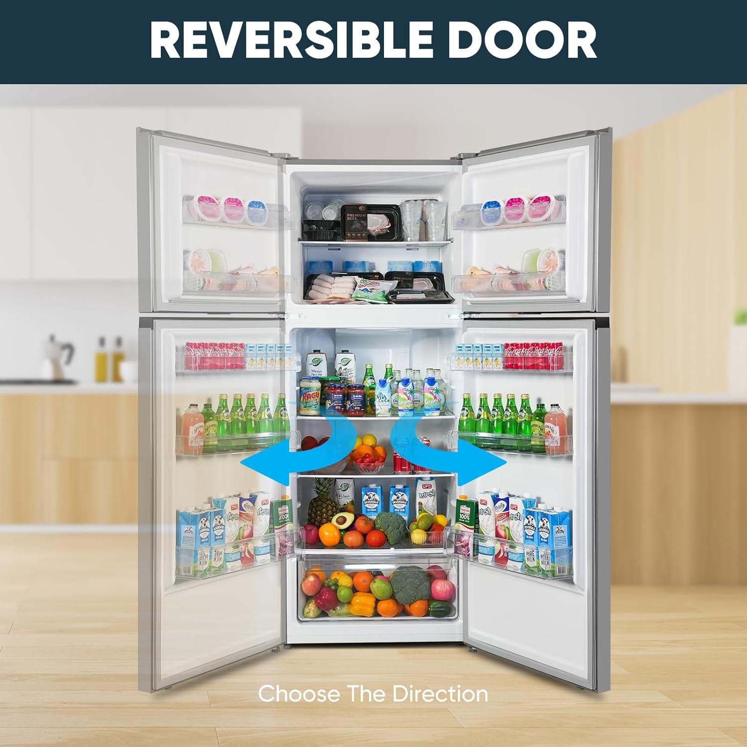 imageUpstreman 147 CuFt Double Door Refrigerator in Stainless Steel with Large Capacity Top Freezer Frost Free Adjustable Thermostat Control Fingerprintresistant ENERGY STARBD147147 CuFt