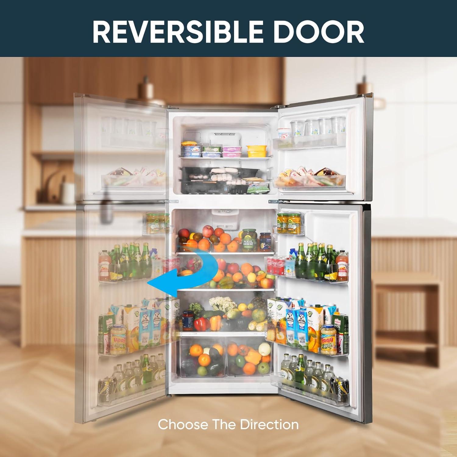 imageUpstreman 147 CuFt Double Door Refrigerator in Stainless Steel with Large Capacity Top Freezer Frost Free Adjustable Thermostat Control Fingerprintresistant ENERGY STARBD147176 CuFt