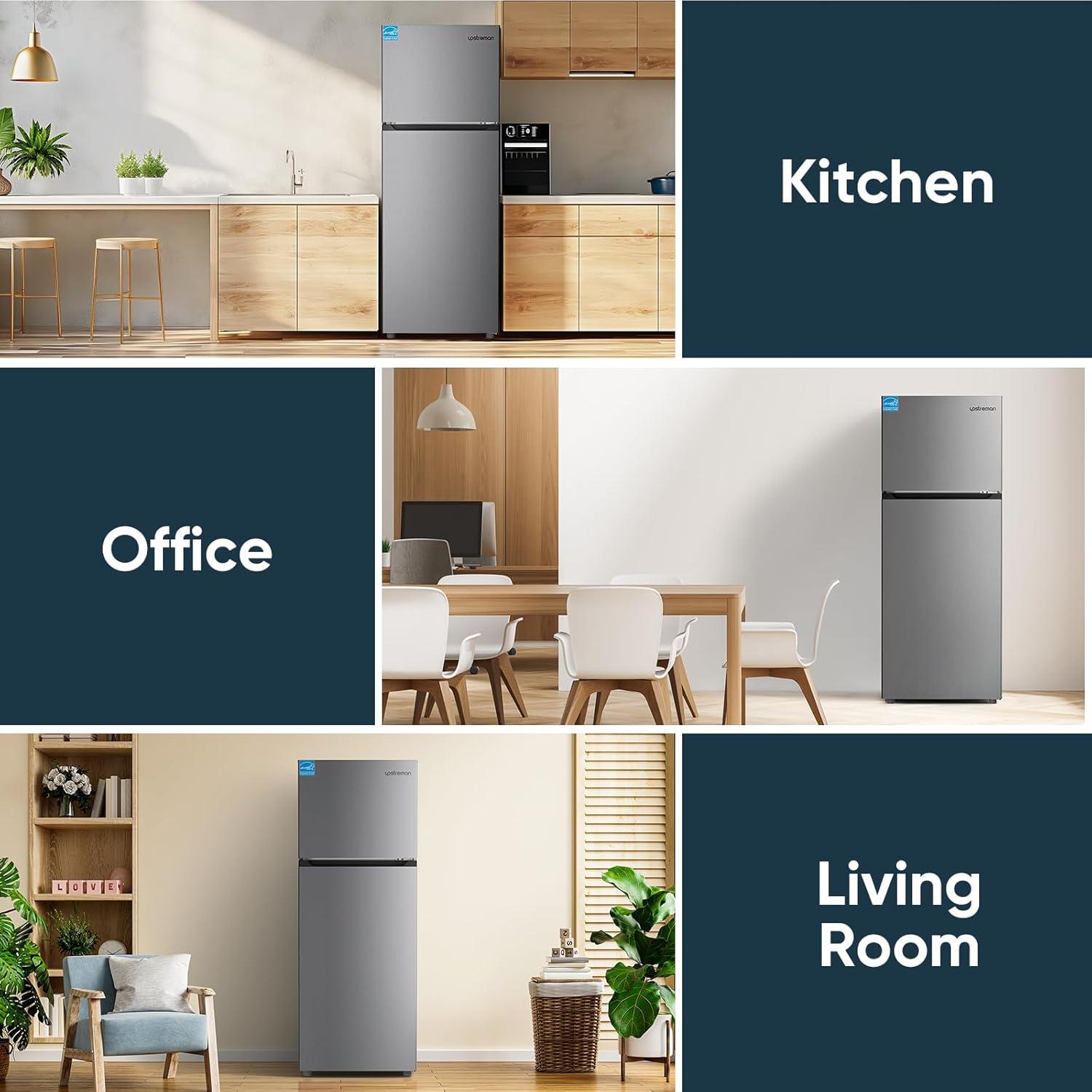 imageUpstreman 147 CuFt Double Door Refrigerator in Stainless Steel with Large Capacity Top Freezer Frost Free Adjustable Thermostat Control Fingerprintresistant ENERGY STARBD147147 CuFt