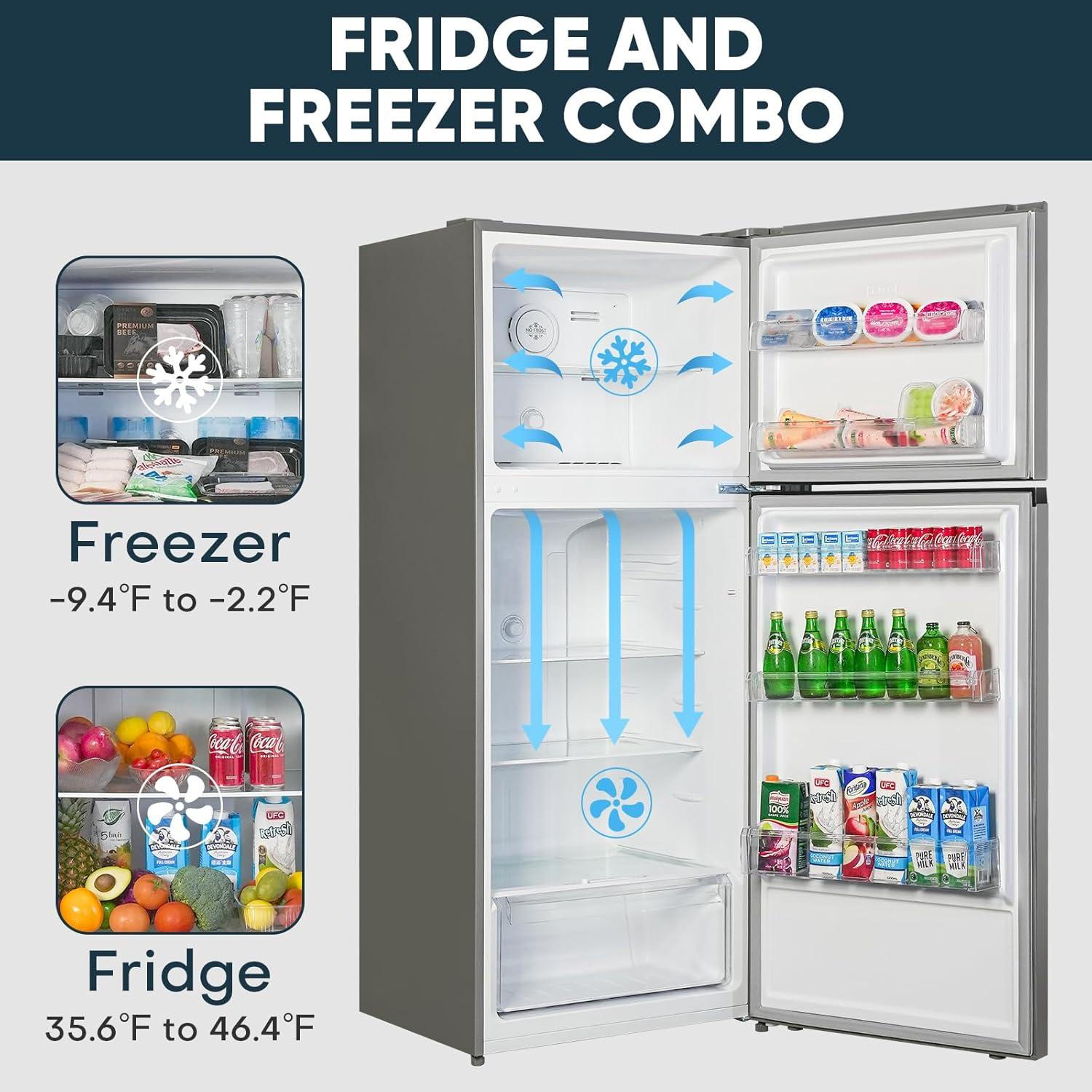 imageUpstreman 147 CuFt Double Door Refrigerator in Stainless Steel with Large Capacity Top Freezer Frost Free Adjustable Thermostat Control Fingerprintresistant ENERGY STARBD147147 CuFt