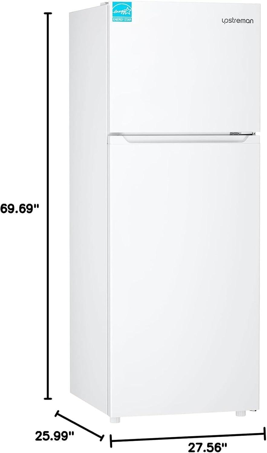 imageUpstreman 147 CuFt Double Door Refrigerator in White Steel with Large Capacity Top Freezer Frost Free Adjustable Thermostat Control FingerprintresistantReversible Door Swing ENERGY STAR