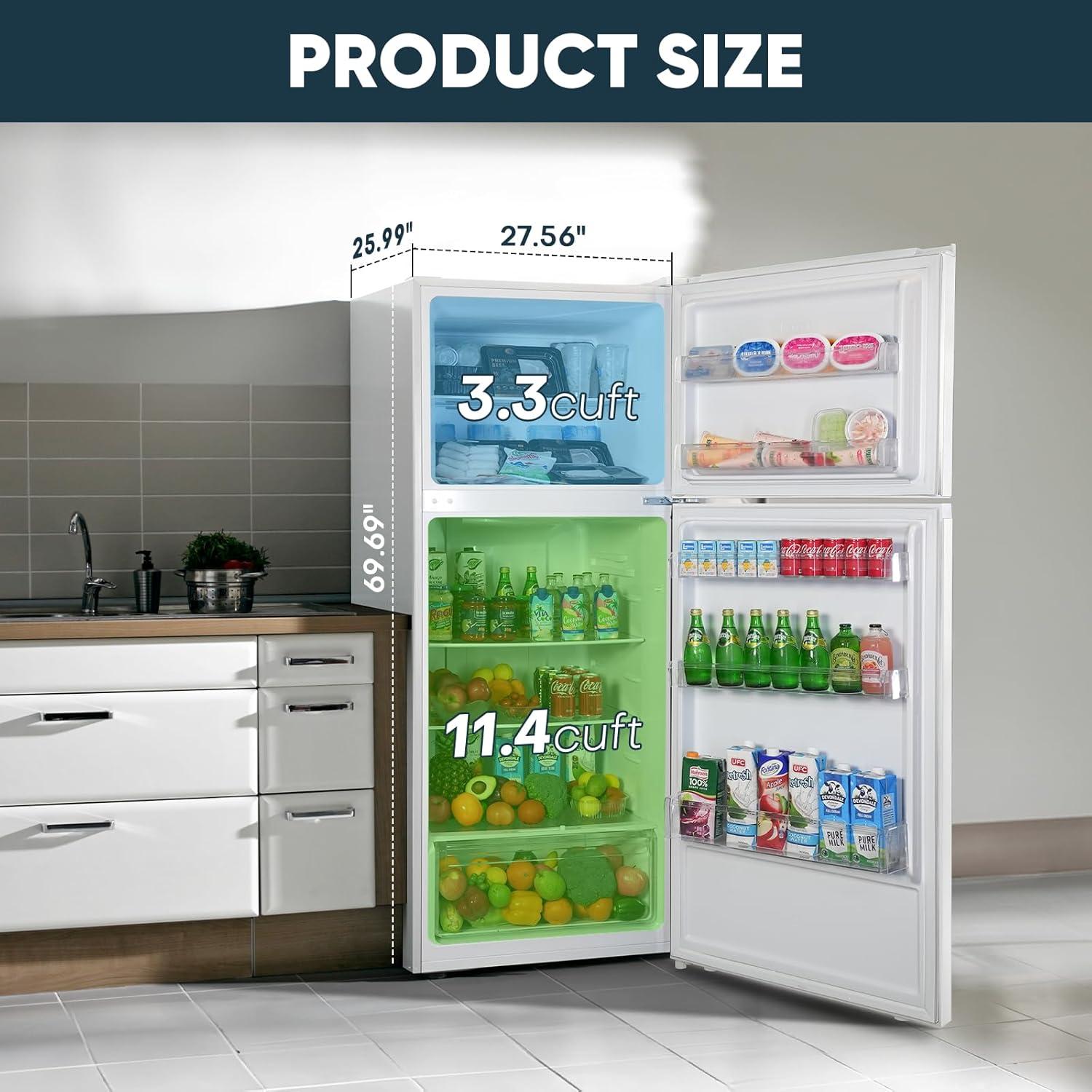 imageUpstreman 147 CuFt Double Door Refrigerator in White Steel with Large Capacity Top Freezer Frost Free Adjustable Thermostat Control FingerprintresistantReversible Door Swing ENERGY STAR