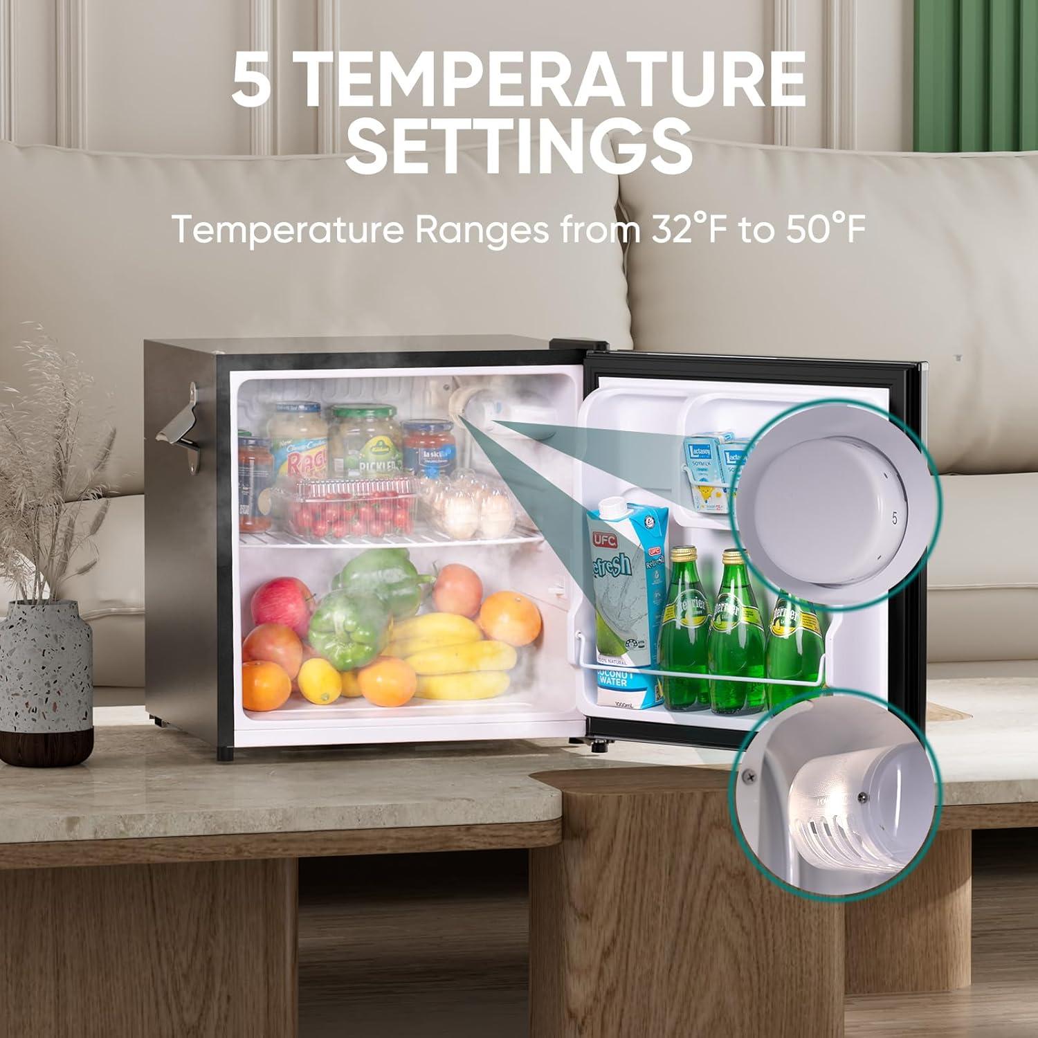 imageUpstreman 17 CuFt Retro Mini Fridge Low Noise Energy Saving Adjustable Thermostat Single Door Side Bottle Opener Metal Handle Compact Refrigerator for Office Bedroom DormFR17 PRO BlackBlack