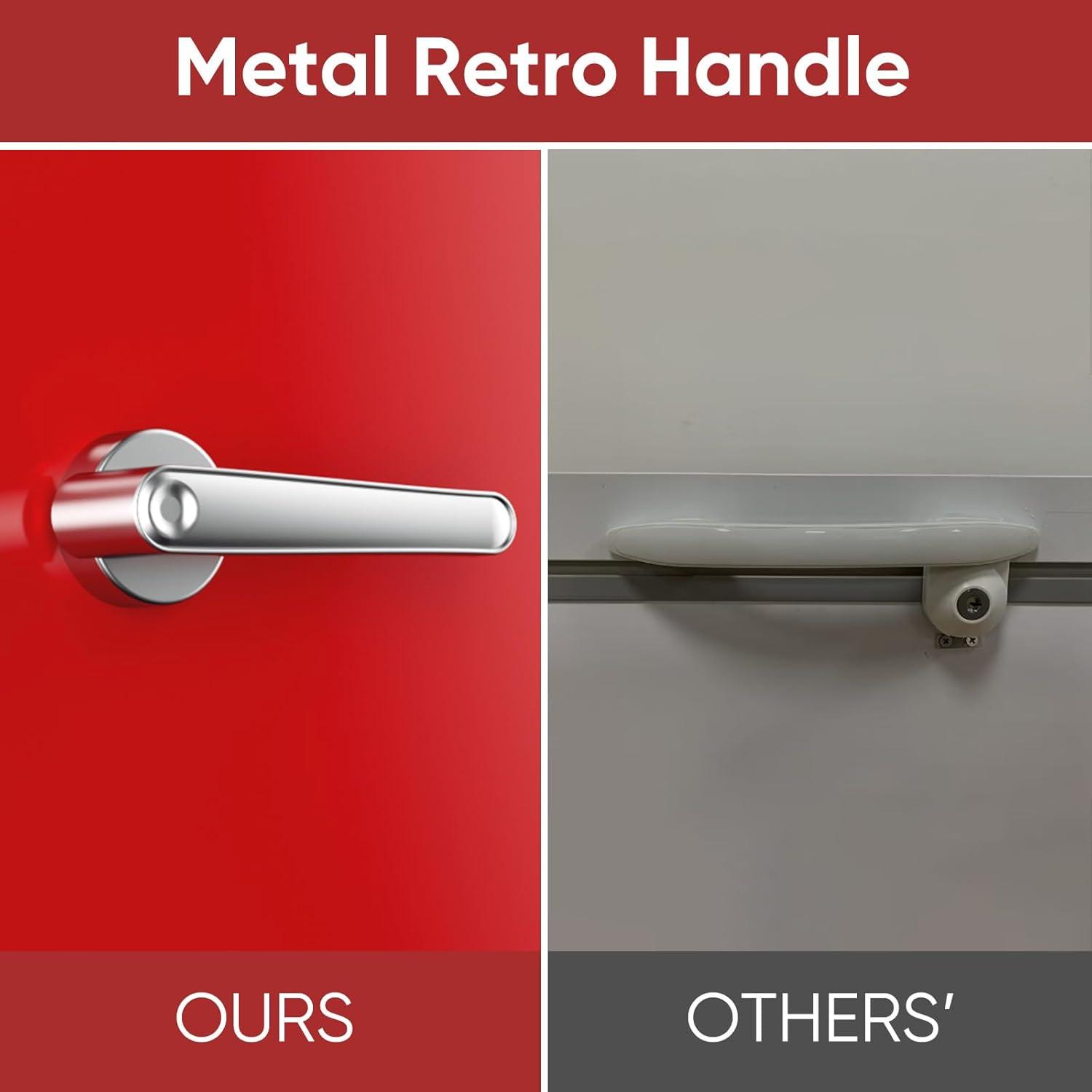 imageUpstreman 17 CuFt Retro Mini Fridge Low Noise Energy Saving Adjustable Thermostat Single Door Side Bottle Opener Metal Handle Compact Refrigerator for Office Bedroom DormFR17 PRO BlackRed