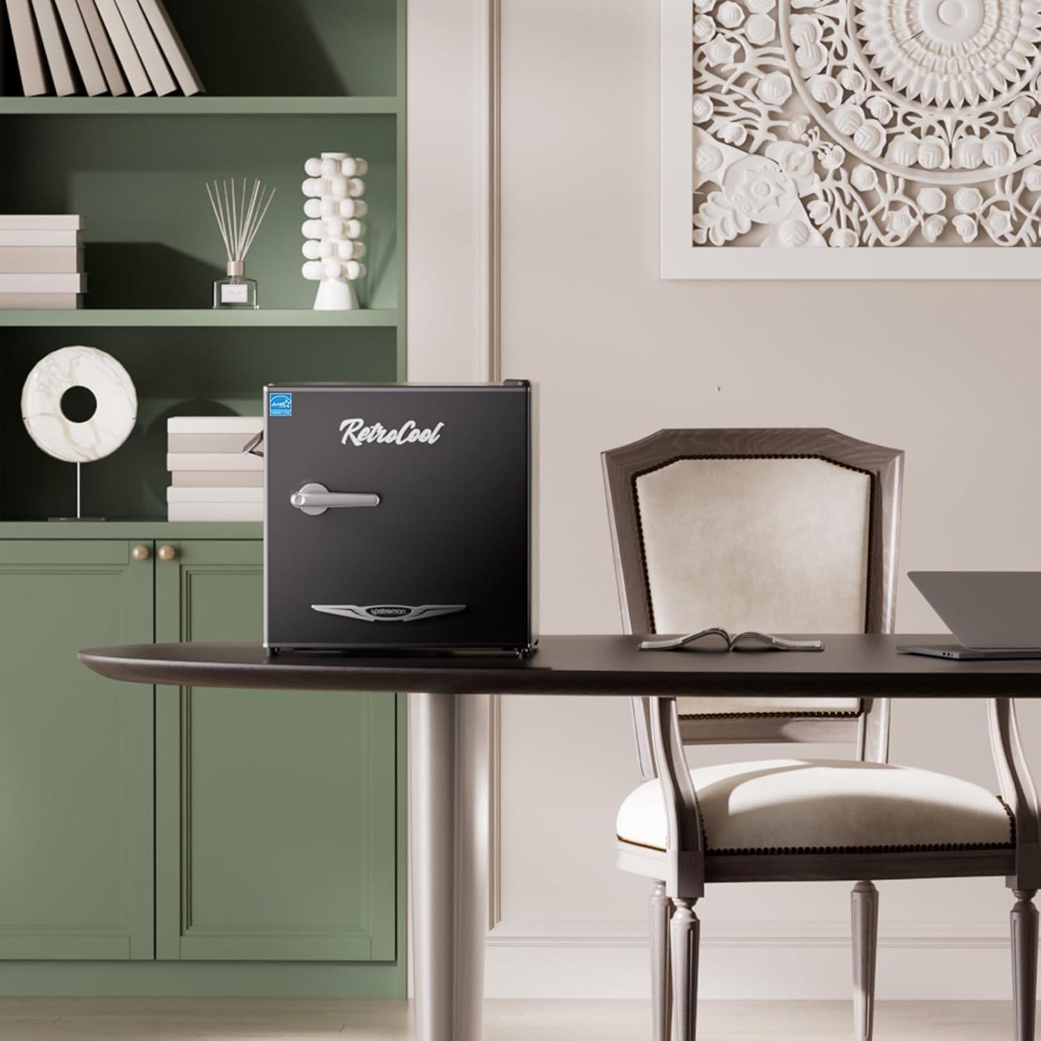 imageUpstreman 17 CuFt Retro Mini Fridge Low Noise Energy Saving Adjustable Thermostat Single Door Side Bottle Opener Metal Handle Compact Refrigerator for Office Bedroom DormFR17 PRO BlackBlack