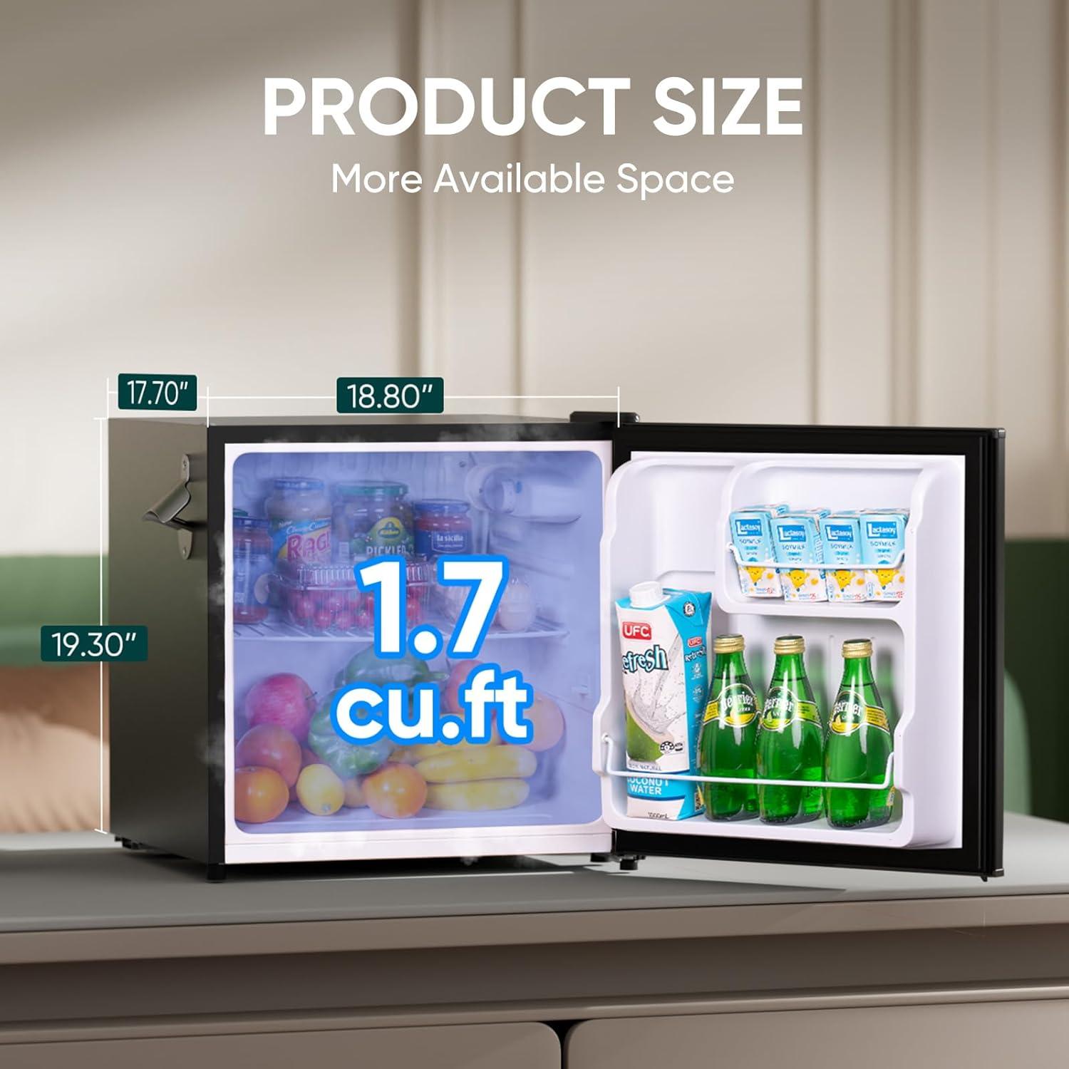 imageUpstreman 17 CuFt Retro Mini Fridge Low Noise Energy Saving Adjustable Thermostat Single Door Side Bottle Opener Metal Handle Compact Refrigerator for Office Bedroom DormFR17 PRO BlackBlack