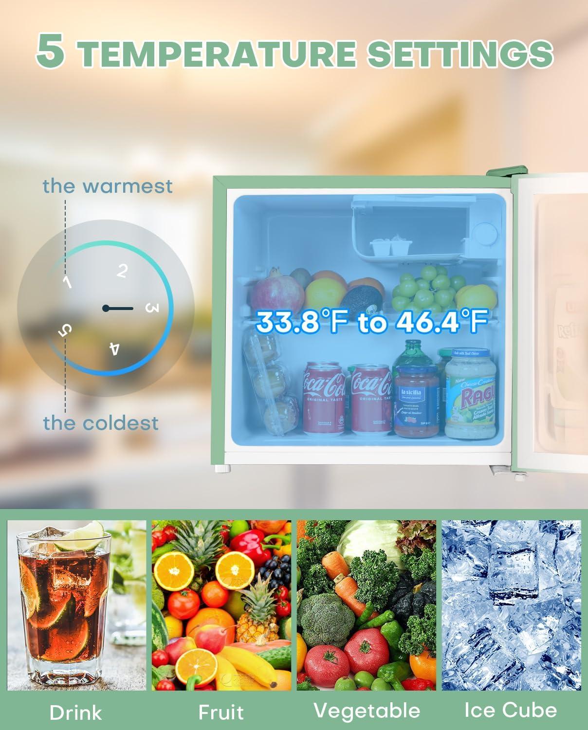 imageUpstreman 17 Cuft Mini Fridge with Freezer Dorm Essentials Adjustable Thermostat Energy Saving Low Noise Single Door Compact Refrigerator for Dorm Office Bedroom BlackFR17Mint Green