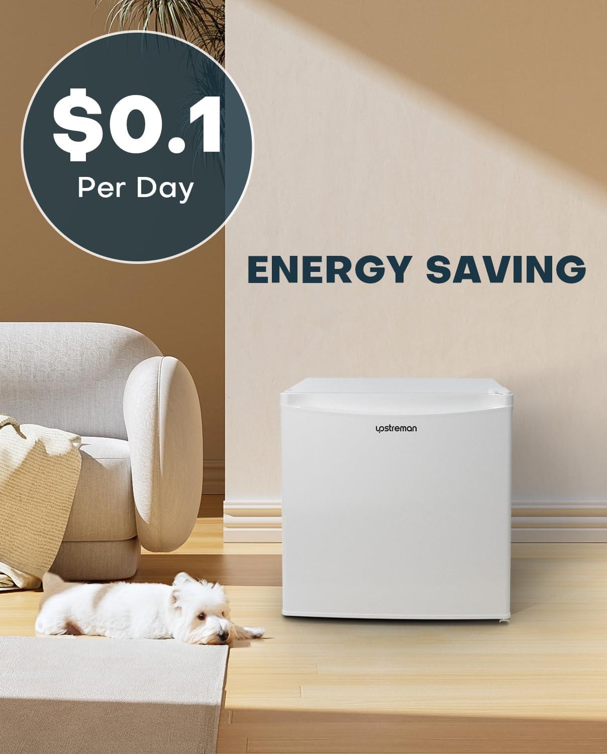 imageUpstreman 17 Cuft Mini Fridge with Freezer Dorm Essentials Adjustable Thermostat Energy Saving Low Noise Single Door Compact Refrigerator for Dorm Office Bedroom BlackFR17White