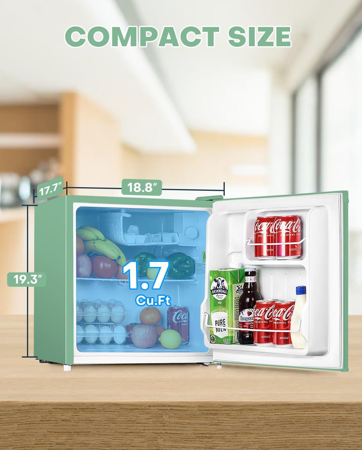 imageUpstreman 17 Cuft Mini Fridge with Freezer Dorm Essentials Adjustable Thermostat Energy Saving Low Noise Single Door Compact Refrigerator for Dorm Office Bedroom BlackFR17Mint Green