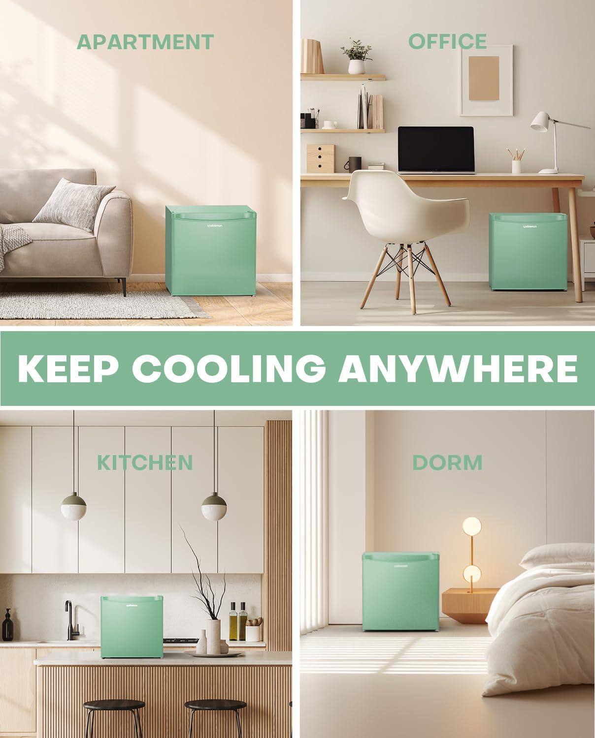 imageUpstreman 17 Cuft Mini Fridge with Freezer Dorm Essentials Adjustable Thermostat Energy Saving Low Noise Single Door Compact Refrigerator for Dorm Office Bedroom BlackFR17Mint Green