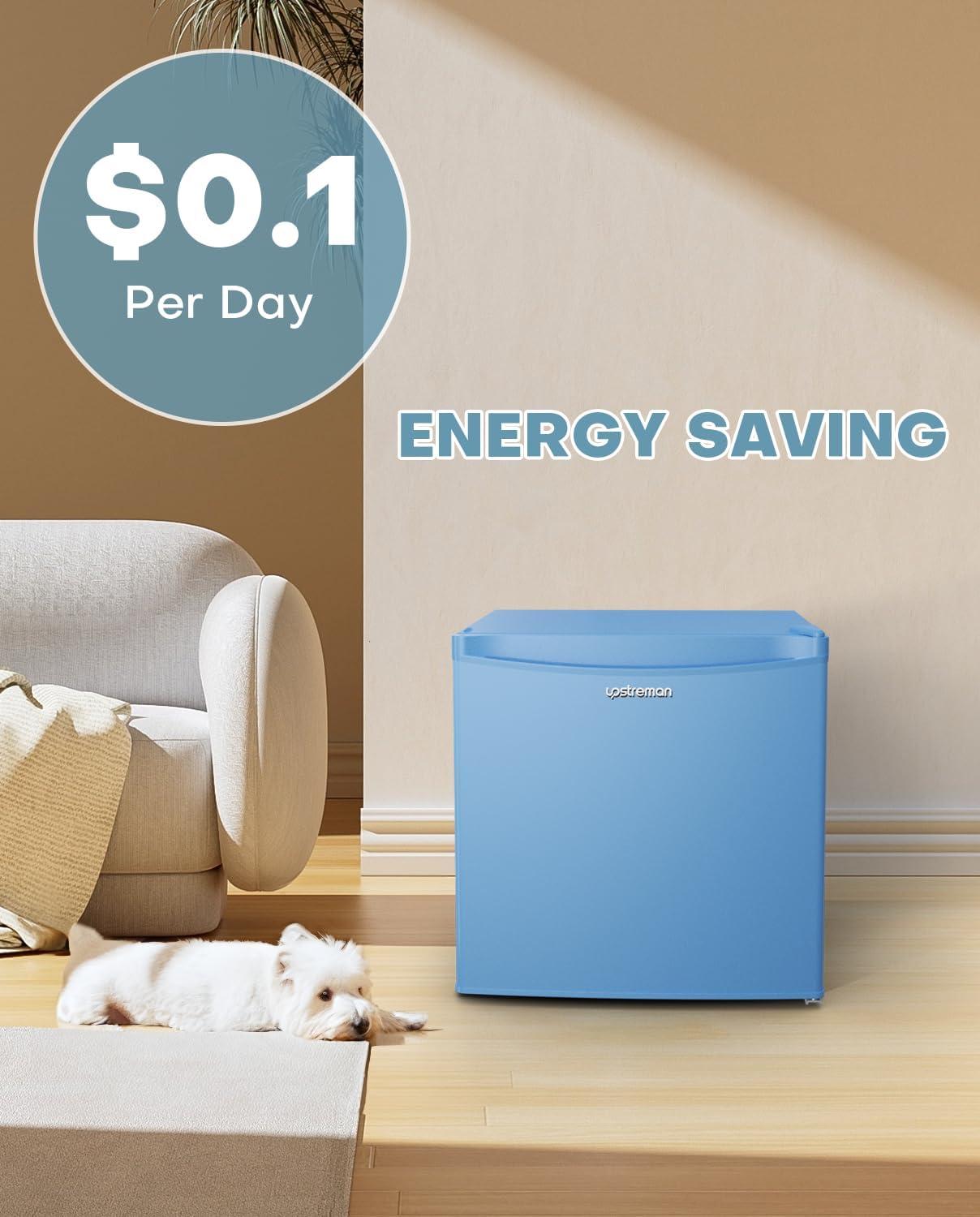 imageUpstreman 17 Cuft Mini Fridge with Freezer Dorm Essentials Adjustable Thermostat Energy Saving Low Noise Single Door Compact Refrigerator for Dorm Office Bedroom BlackFR17Blue