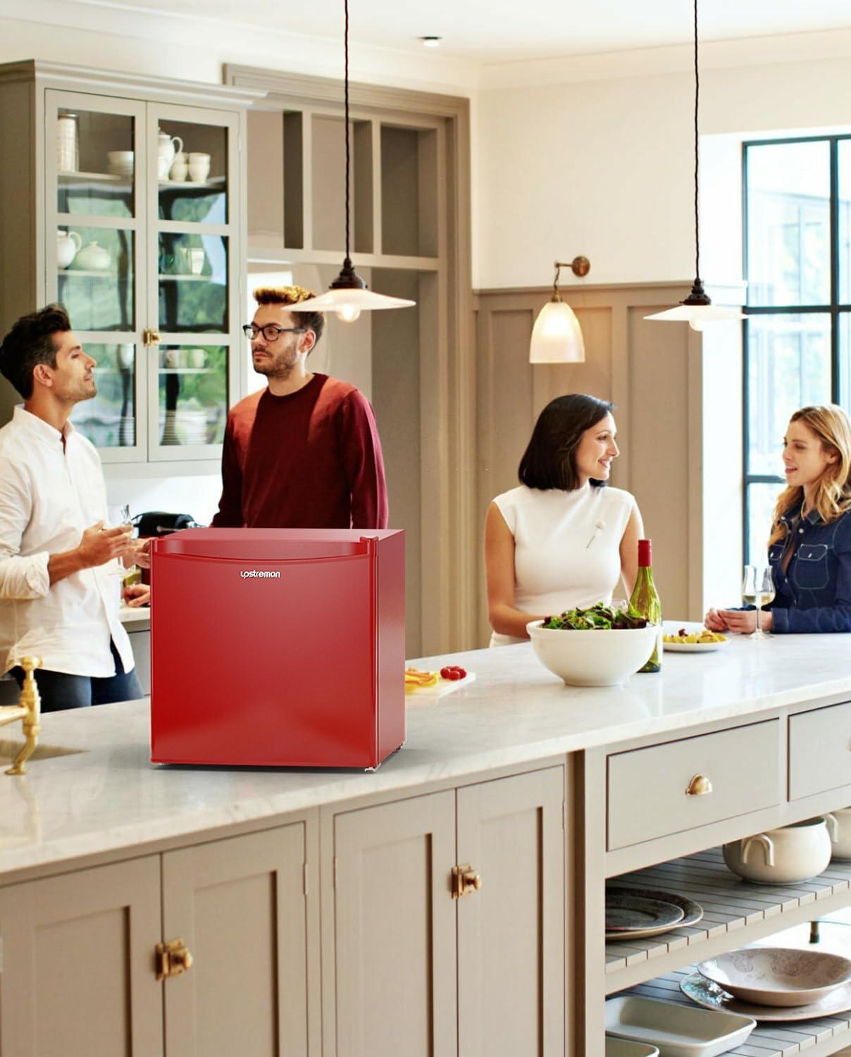 imageUpstreman 17 Cuft Mini Fridge with Freezer Dorm Essentials Adjustable Thermostat Energy Saving Low Noise Single Door Compact Refrigerator for Dorm Office Bedroom BlackFR17Red