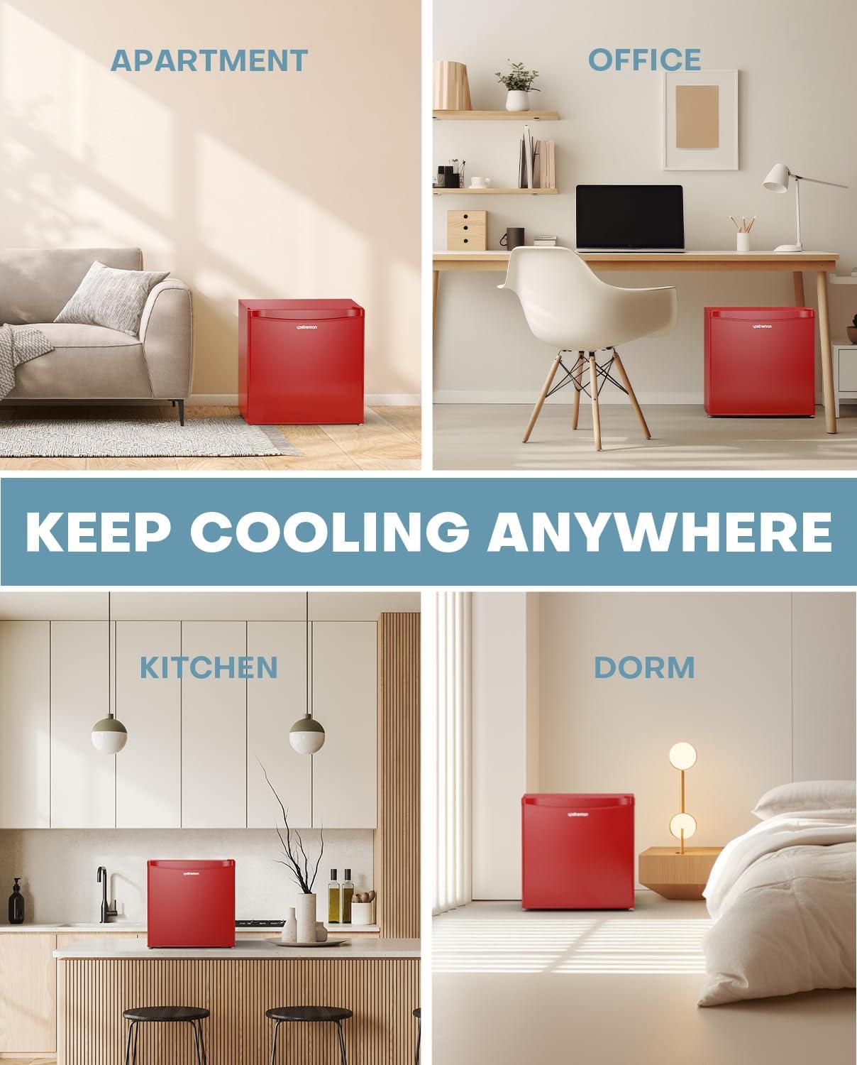 imageUpstreman 17 Cuft Mini Fridge with Freezer Dorm Essentials Adjustable Thermostat Energy Saving Low Noise Single Door Compact Refrigerator for Dorm Office Bedroom BlackFR17Red