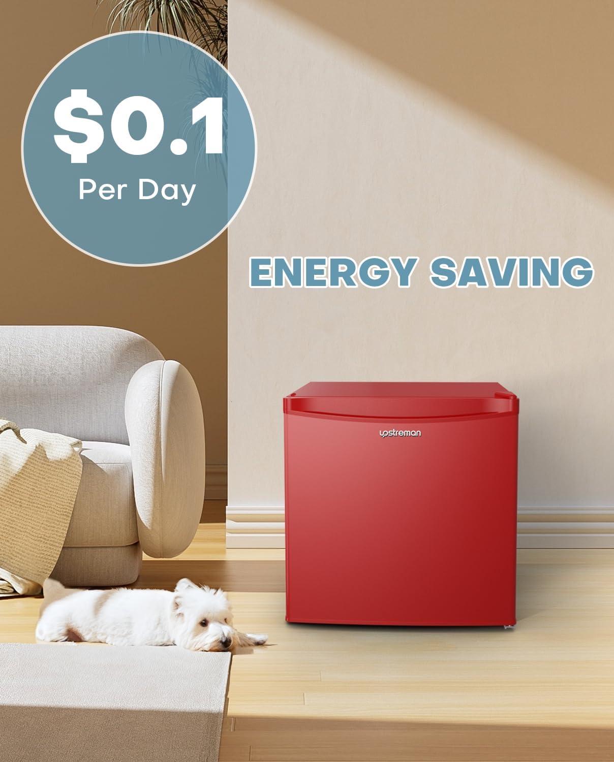 imageUpstreman 17 Cuft Mini Fridge with Freezer Dorm Essentials Adjustable Thermostat Energy Saving Low Noise Single Door Compact Refrigerator for Dorm Office Bedroom BlackFR17Red