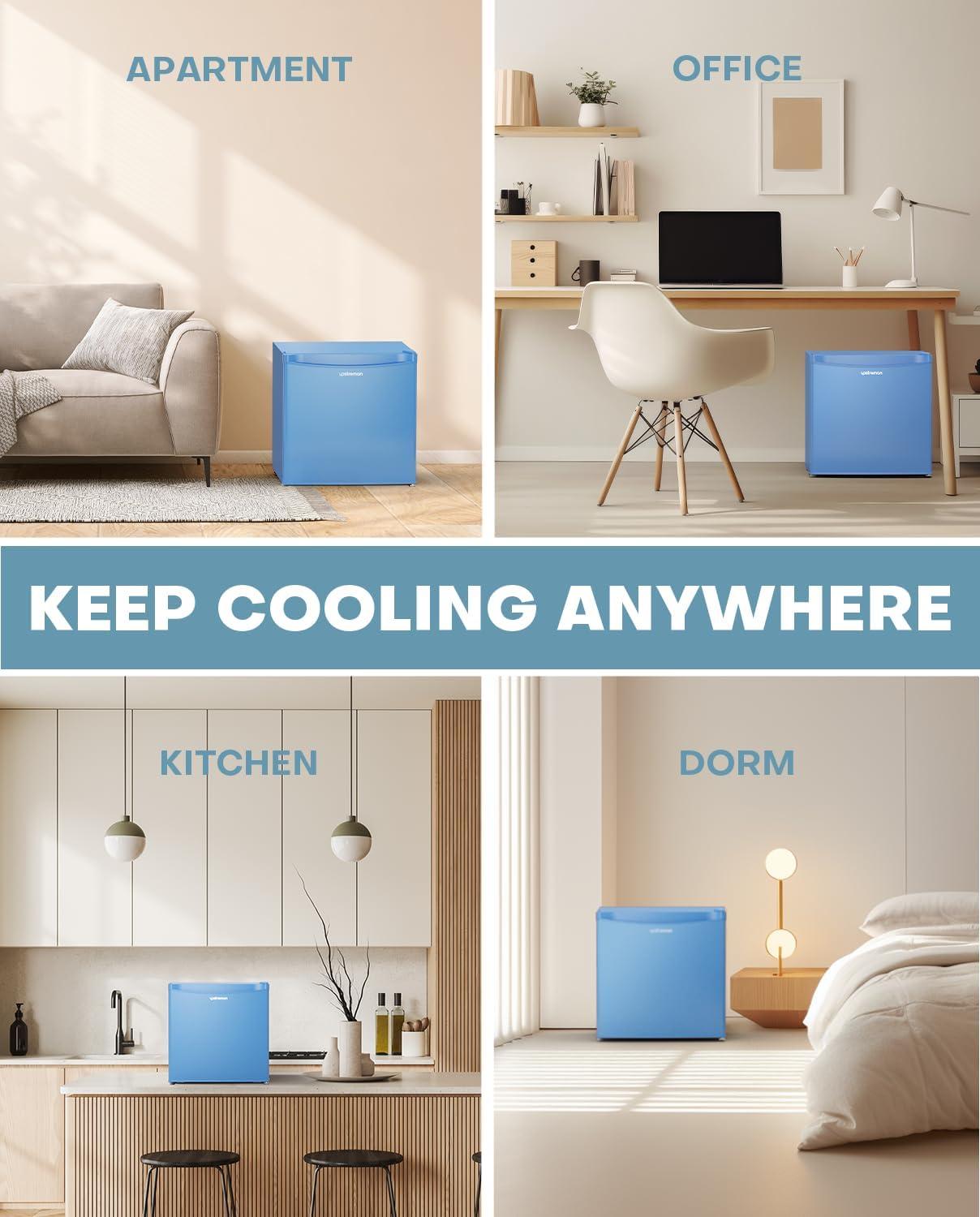 imageUpstreman 17 Cuft Mini Fridge with Freezer Dorm Essentials Adjustable Thermostat Energy Saving Low Noise Single Door Compact Refrigerator for Dorm Office Bedroom BlackFR17Blue