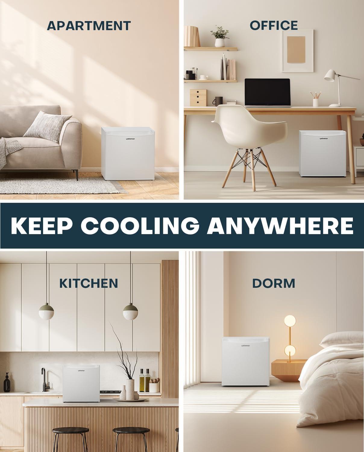 imageUpstreman 17 Cuft Mini Fridge with Freezer Dorm Essentials Adjustable Thermostat Energy Saving Low Noise Single Door Compact Refrigerator for Dorm Office Bedroom BlackFR17White