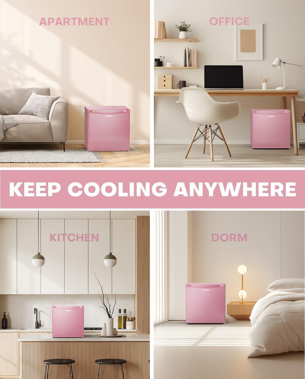 imageUpstreman 17 Cuft Mini Fridge with Freezer Dorm Essentials Adjustable Thermostat Energy Saving Low Noise Single Door Compact Refrigerator for Dorm Office Bedroom BlackFR17Pink