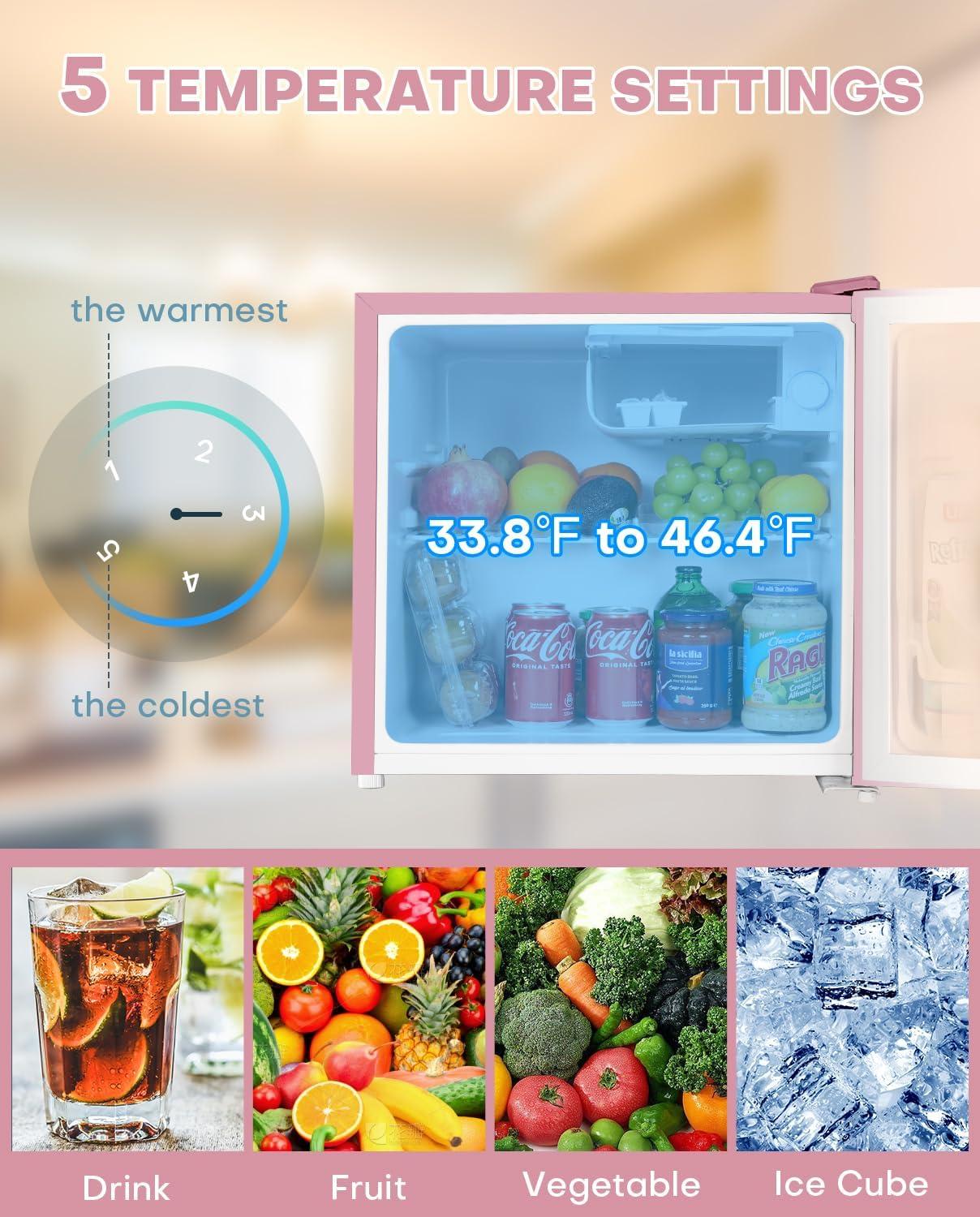 imageUpstreman 17 Cuft Mini Fridge with Freezer Dorm Essentials Adjustable Thermostat Energy Saving Low Noise Single Door Compact Refrigerator for Dorm Office Bedroom BlackFR17Pink