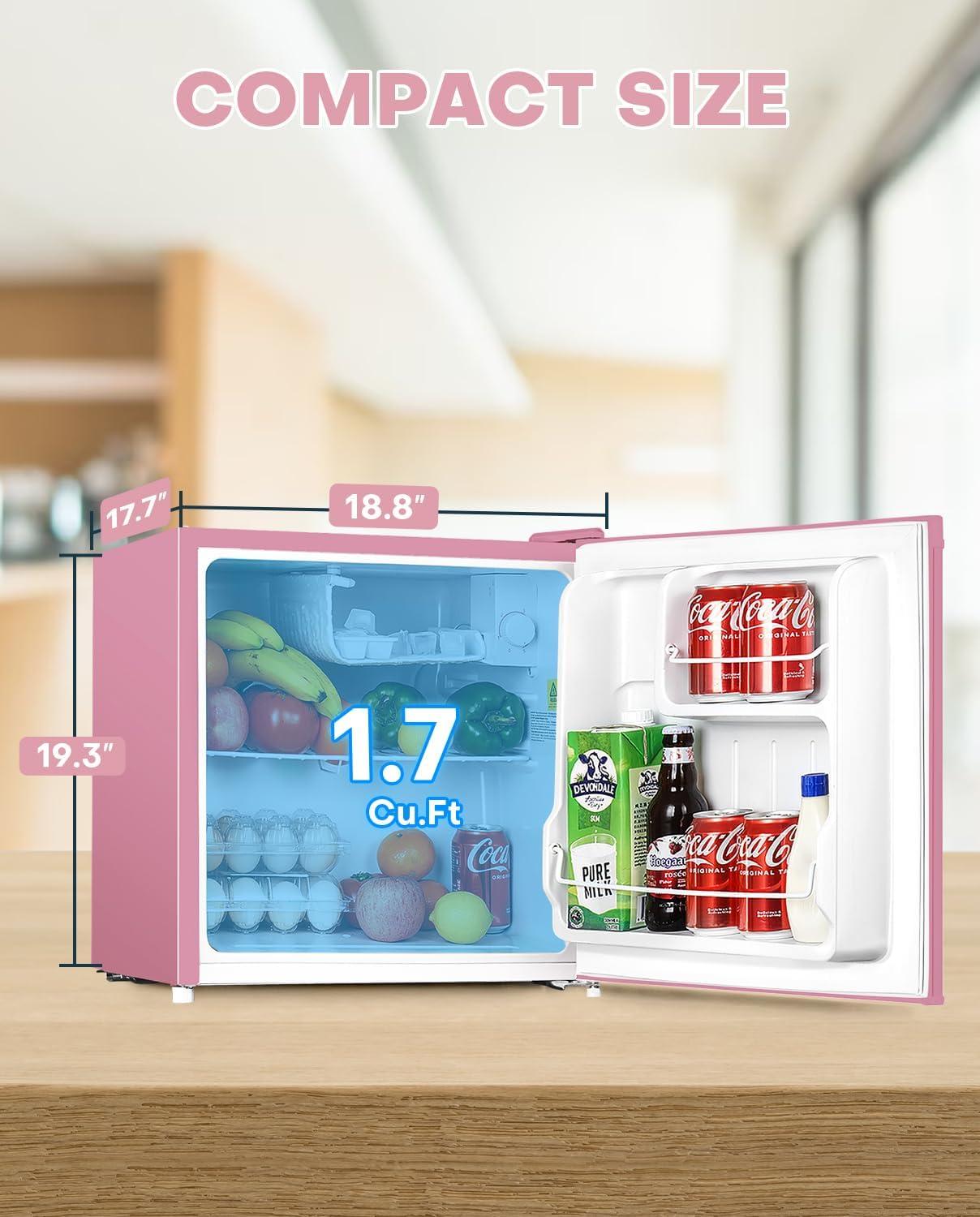 imageUpstreman 17 Cuft Mini Fridge with Freezer Dorm Essentials Adjustable Thermostat Energy Saving Low Noise Single Door Compact Refrigerator for Dorm Office Bedroom BlackFR17Pink