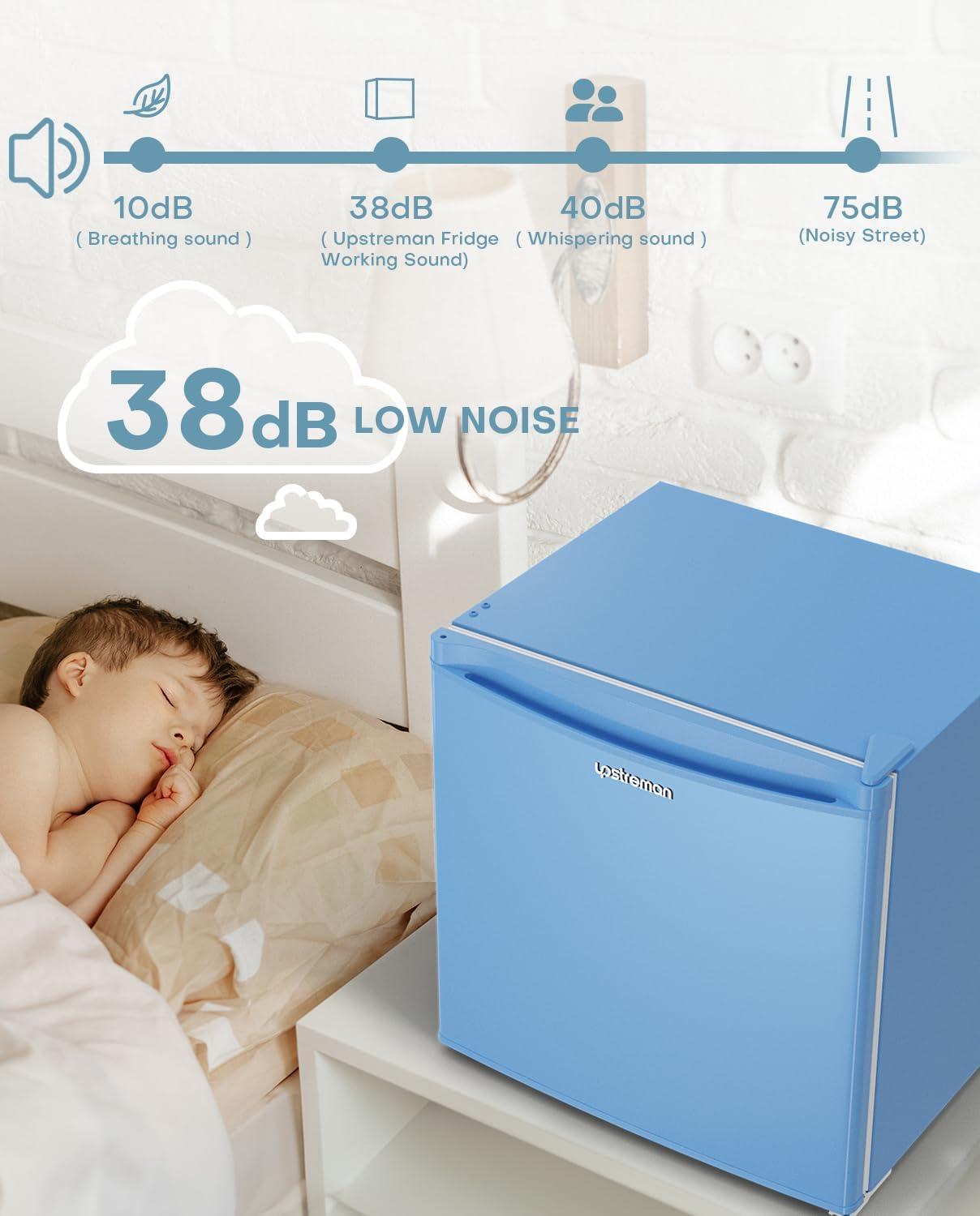 imageUpstreman 17 Cuft Mini Fridge with Freezer Dorm Essentials Adjustable Thermostat Energy Saving Low Noise Single Door Compact Refrigerator for Dorm Office Bedroom BlackFR17Blue