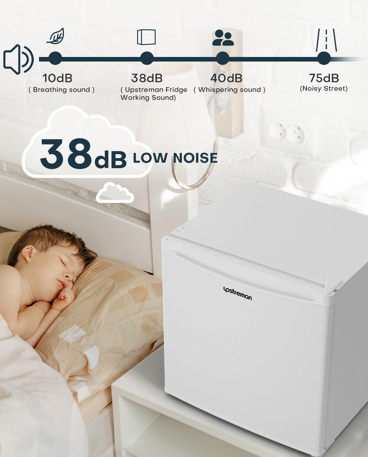 imageUpstreman 17 Cuft Mini Fridge with Freezer Dorm Essentials Adjustable Thermostat Energy Saving Low Noise Single Door Compact Refrigerator for Dorm Office Bedroom BlackFR17White