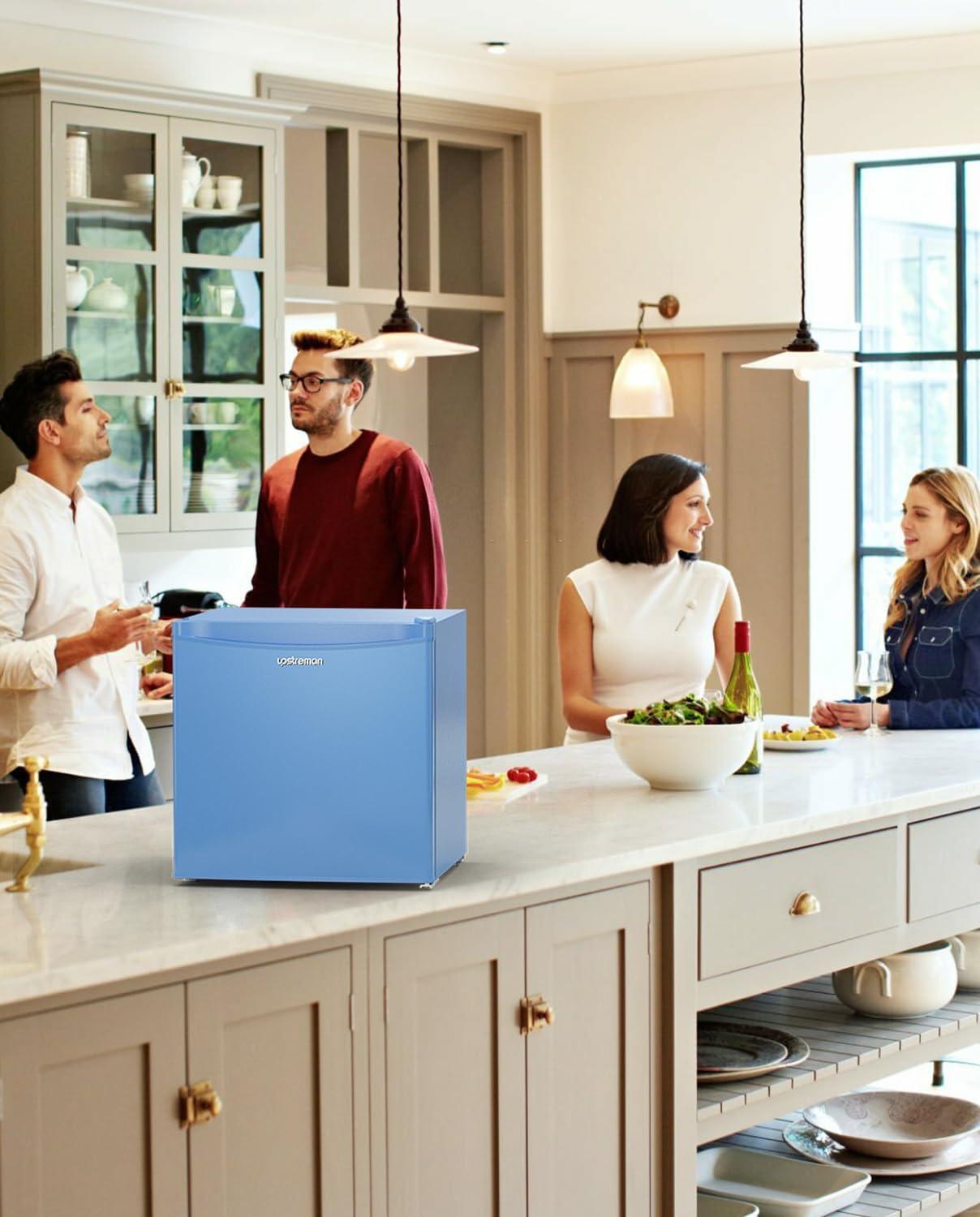 imageUpstreman 17 Cuft Mini Fridge with Freezer Dorm Essentials Adjustable Thermostat Energy Saving Low Noise Single Door Compact Refrigerator for Dorm Office Bedroom BlackFR17Blue