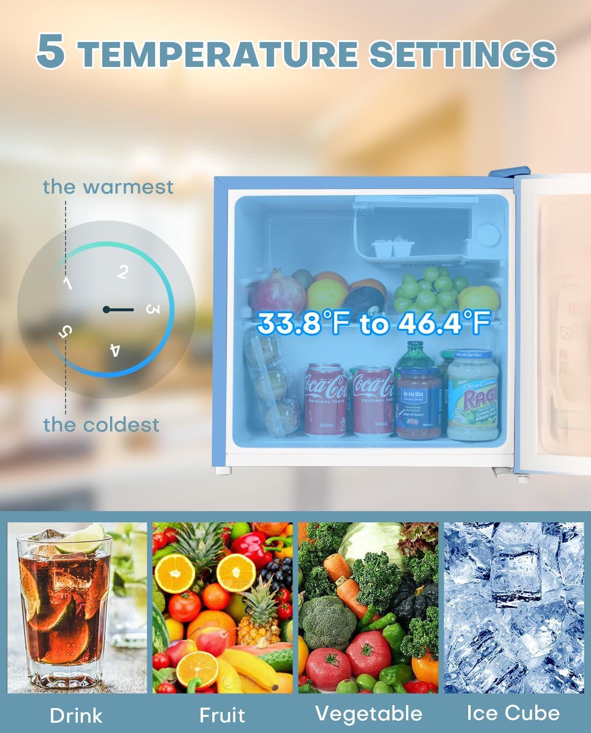 imageUpstreman 17 Cuft Mini Fridge with Freezer Dorm Essentials Adjustable Thermostat Energy Saving Low Noise Single Door Compact Refrigerator for Dorm Office Bedroom BlackFR17Blue