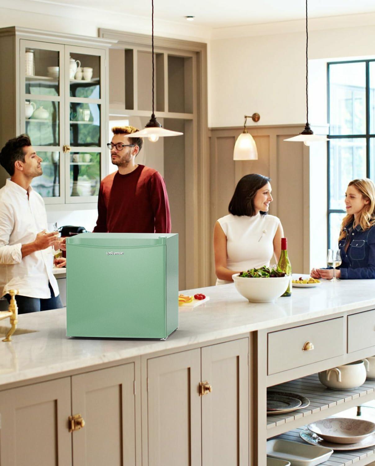 imageUpstreman 17 Cuft Mini Fridge with Freezer Dorm Essentials Adjustable Thermostat Energy Saving Low Noise Single Door Compact Refrigerator for Dorm Office Bedroom BlackFR17Mint Green