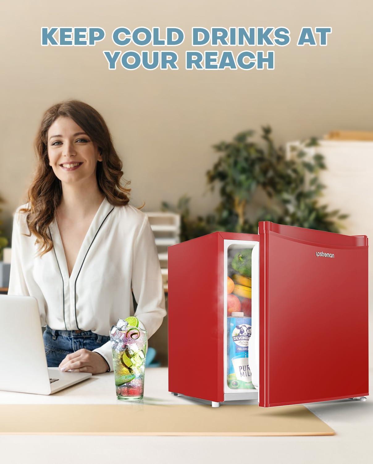 imageUpstreman 17 Cuft Mini Fridge with Freezer Dorm Essentials Adjustable Thermostat Energy Saving Low Noise Single Door Compact Refrigerator for Dorm Office Bedroom BlackFR17Red