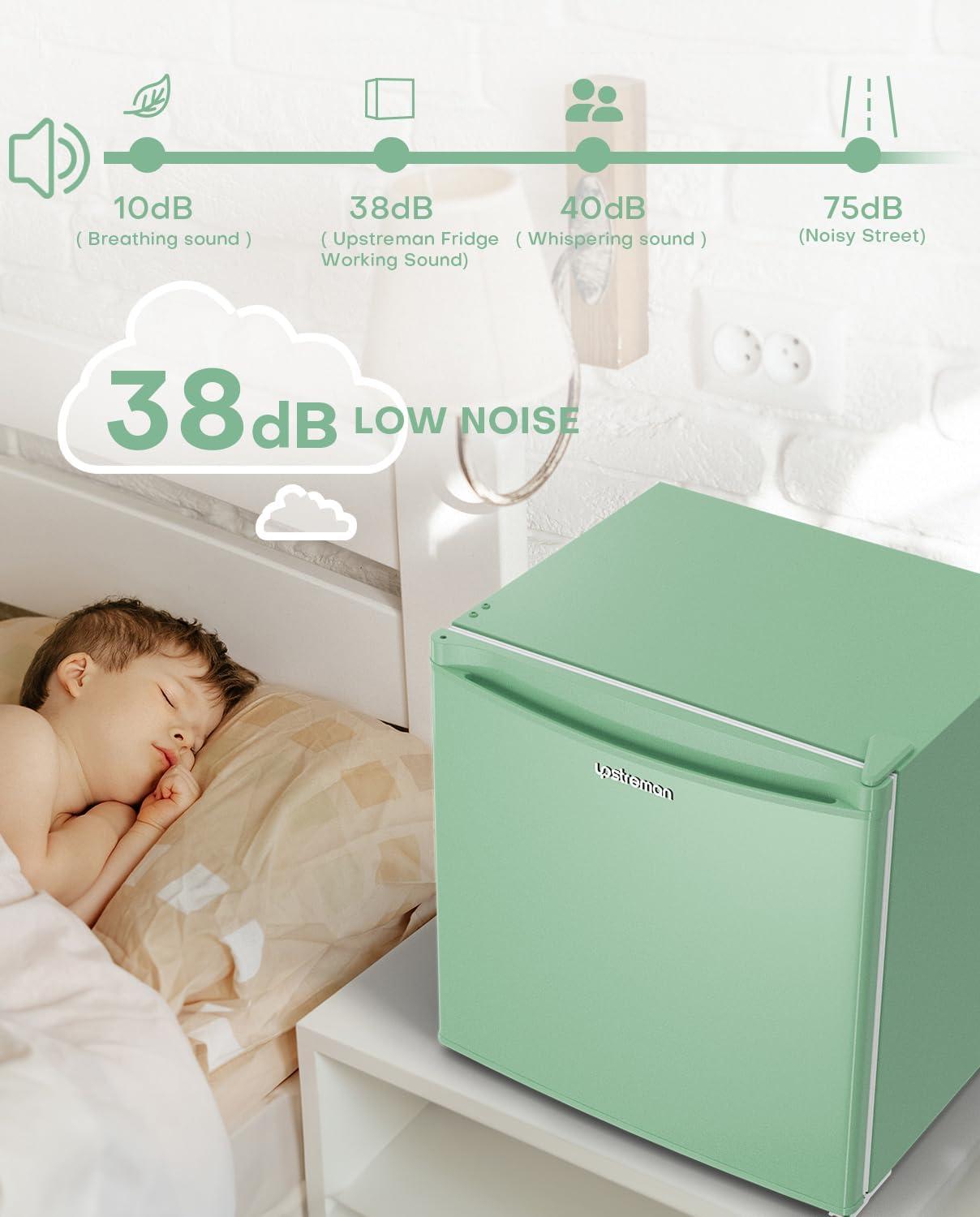 imageUpstreman 17 Cuft Mini Fridge with Freezer Dorm Essentials Adjustable Thermostat Energy Saving Low Noise Single Door Compact Refrigerator for Dorm Office Bedroom BlackFR17Mint Green