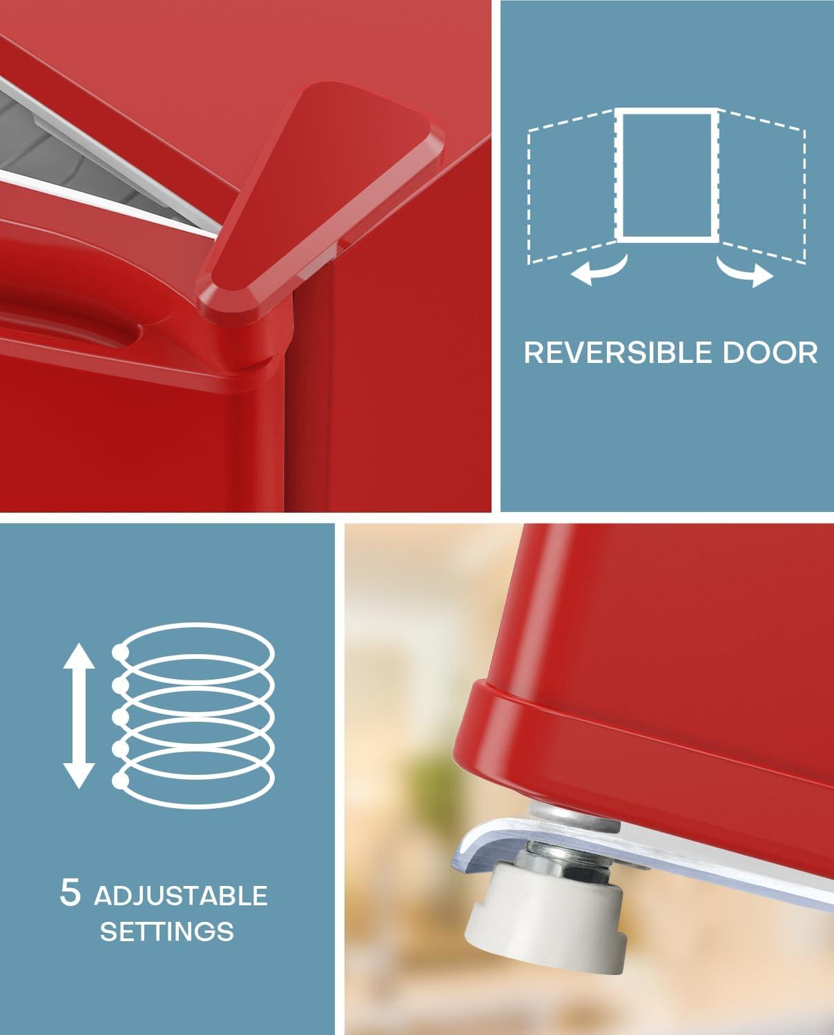 imageUpstreman 17 Cuft Mini Fridge with Freezer Dorm Essentials Adjustable Thermostat Energy Saving Low Noise Single Door Compact Refrigerator for Dorm Office Bedroom BlackFR17Red