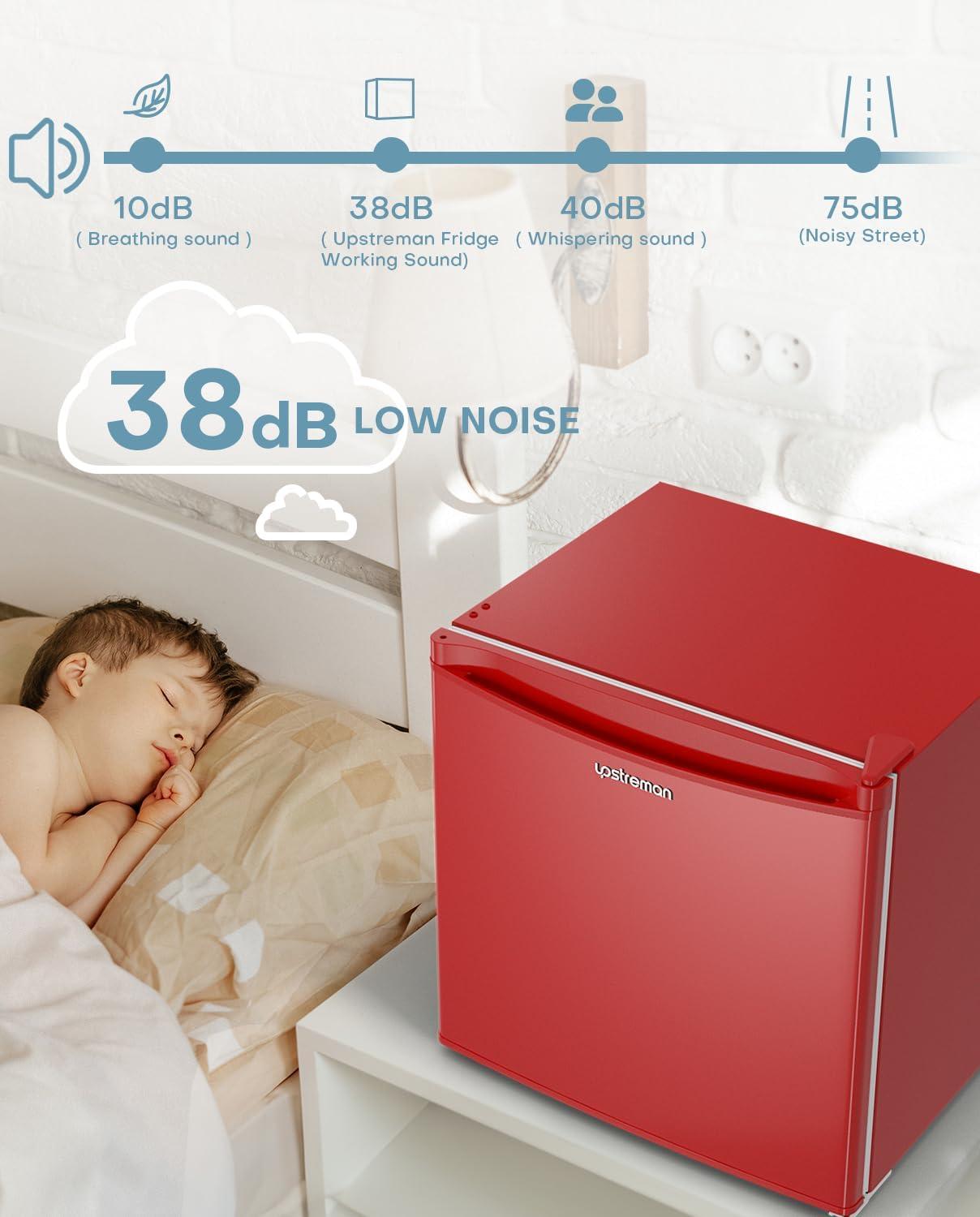 imageUpstreman 17 Cuft Mini Fridge with Freezer Dorm Essentials Adjustable Thermostat Energy Saving Low Noise Single Door Compact Refrigerator for Dorm Office Bedroom BlackFR17Red