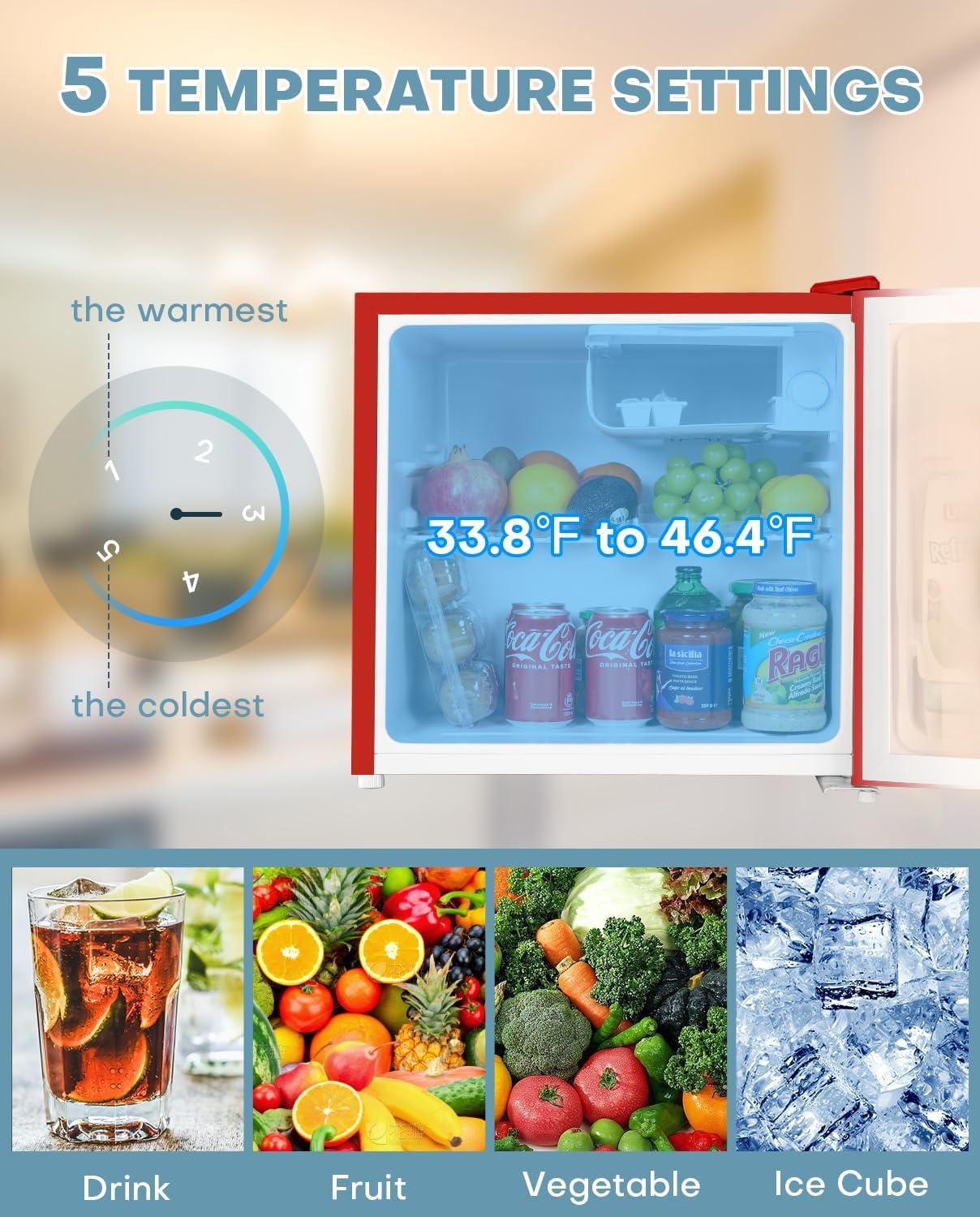 imageUpstreman 17 Cuft Mini Fridge with Freezer Dorm Essentials Adjustable Thermostat Energy Saving Low Noise Single Door Compact Refrigerator for Dorm Office Bedroom BlackFR17Red