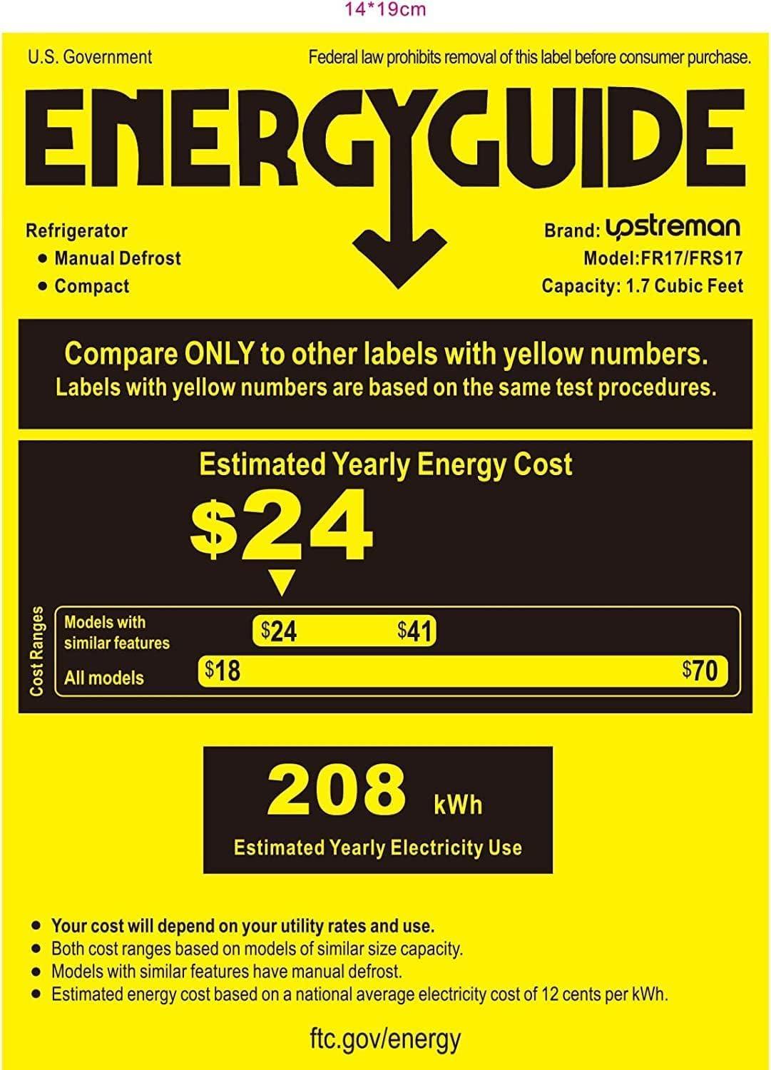 imageUpstreman 17 Cuft Mini Fridge with Freezer Dorm Essentials Adjustable Thermostat Energy Saving Low Noise Single Door Compact Refrigerator for Dorm Office Bedroom BlackFR17White