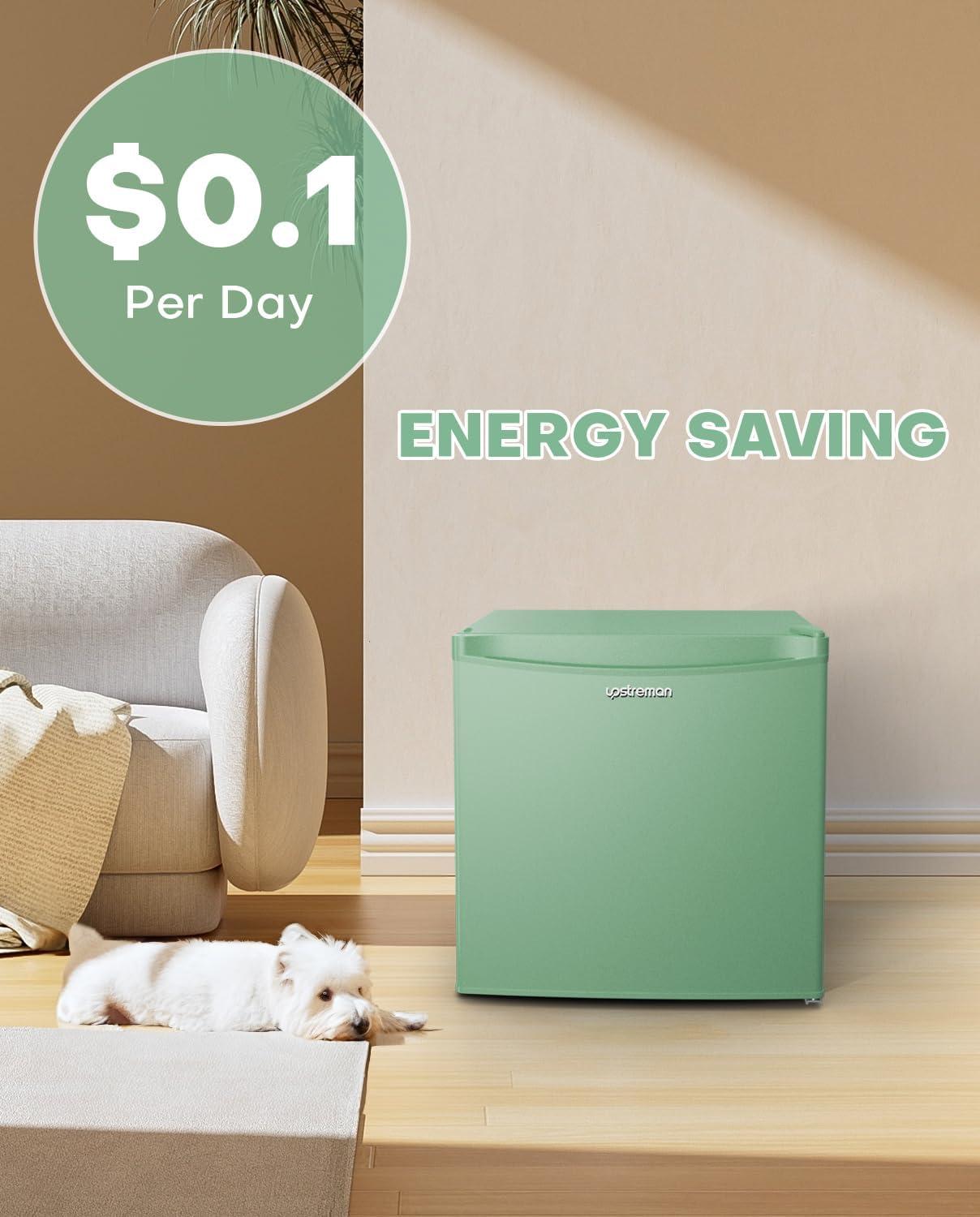 imageUpstreman 17 Cuft Mini Fridge with Freezer Dorm Essentials Adjustable Thermostat Energy Saving Low Noise Single Door Compact Refrigerator for Dorm Office Bedroom BlackFR17Mint Green