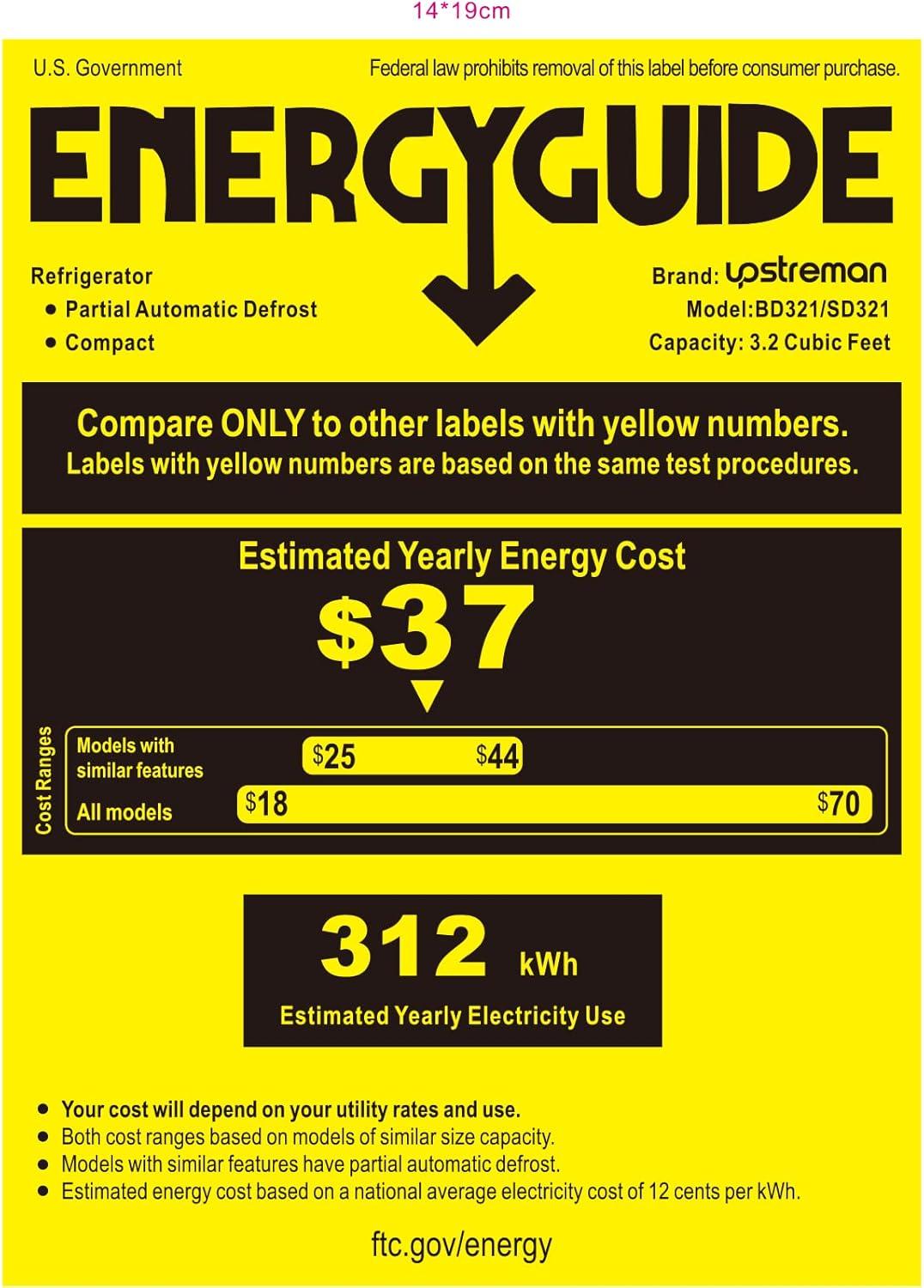 imageUpstreman 32 CuFt Mini Fridge with Freezer Double Door Mini Fridge Adjustable Thermostat Mini Refrigerator for Dorm Office Bedroom StainlessSD321Black