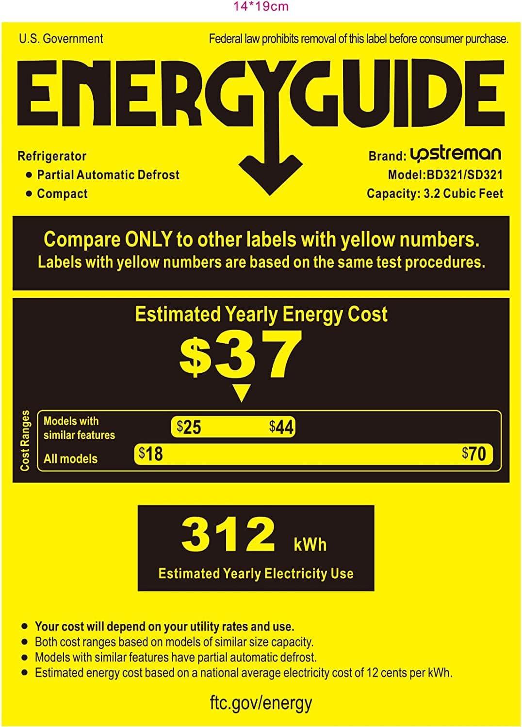 imageUpstreman 32 CuFt Mini Fridge with Freezer Double Door Mini Fridge Adjustable Thermostat Mini Refrigerator for Dorm Office Bedroom StainlessSD321Silver
