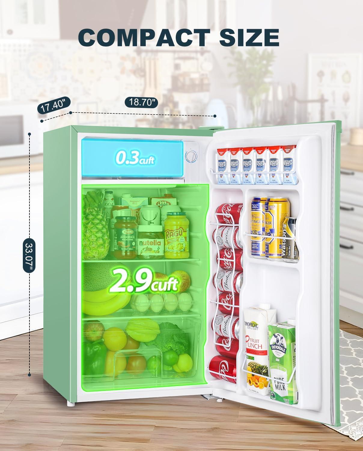 imageUpstreman 32 CuFt Mini Fridge with Freezer Single Door Mini Fridge Dorm Fridge Adjustable Thermostat Mini Refrigerator for Bedroom Office Dorm BlackBR321Mint Green