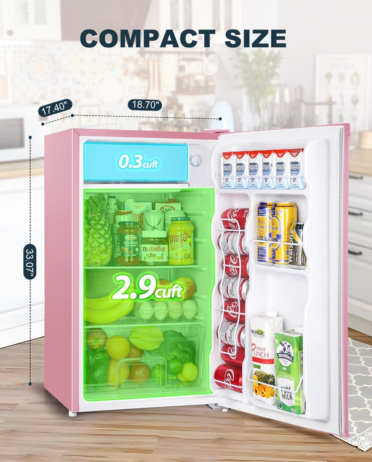 imageUpstreman 32 CuFt Mini Fridge with Freezer Single Door Mini Fridge Dorm Fridge Adjustable Thermostat Mini Refrigerator for Bedroom Office Dorm BlackBR321Cameo Pink