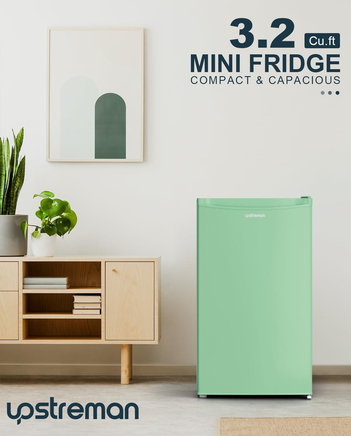 imageUpstreman 32 CuFt Mini Fridge with Freezer Single Door Mini Fridge Dorm Fridge Adjustable Thermostat Mini Refrigerator for Bedroom Office Dorm BlackBR321Mint Green