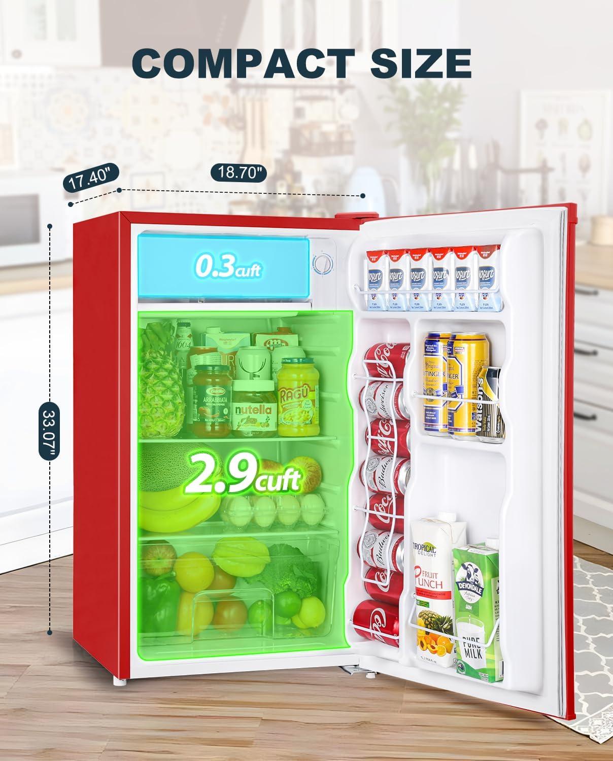 imageUpstreman 32 CuFt Mini Fridge with Freezer Single Door Mini Fridge Dorm Fridge Adjustable Thermostat Mini Refrigerator for Bedroom Office Dorm BlackBR321Passion Red