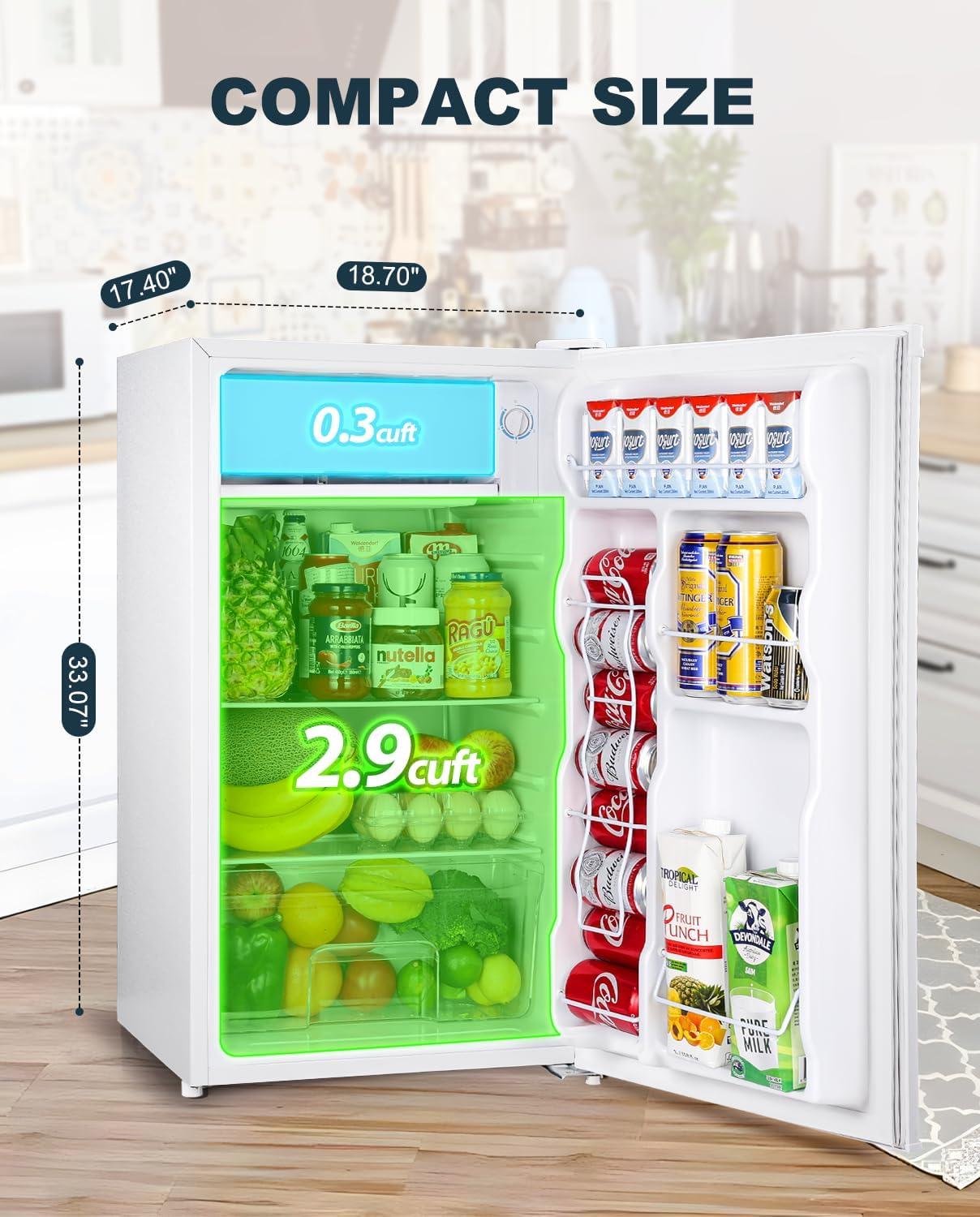 imageUpstreman 32 CuFt Mini Fridge with Freezer Single Door Mini Fridge Dorm Fridge Adjustable Thermostat Mini Refrigerator for Bedroom Office Dorm BlackBR321Snow White