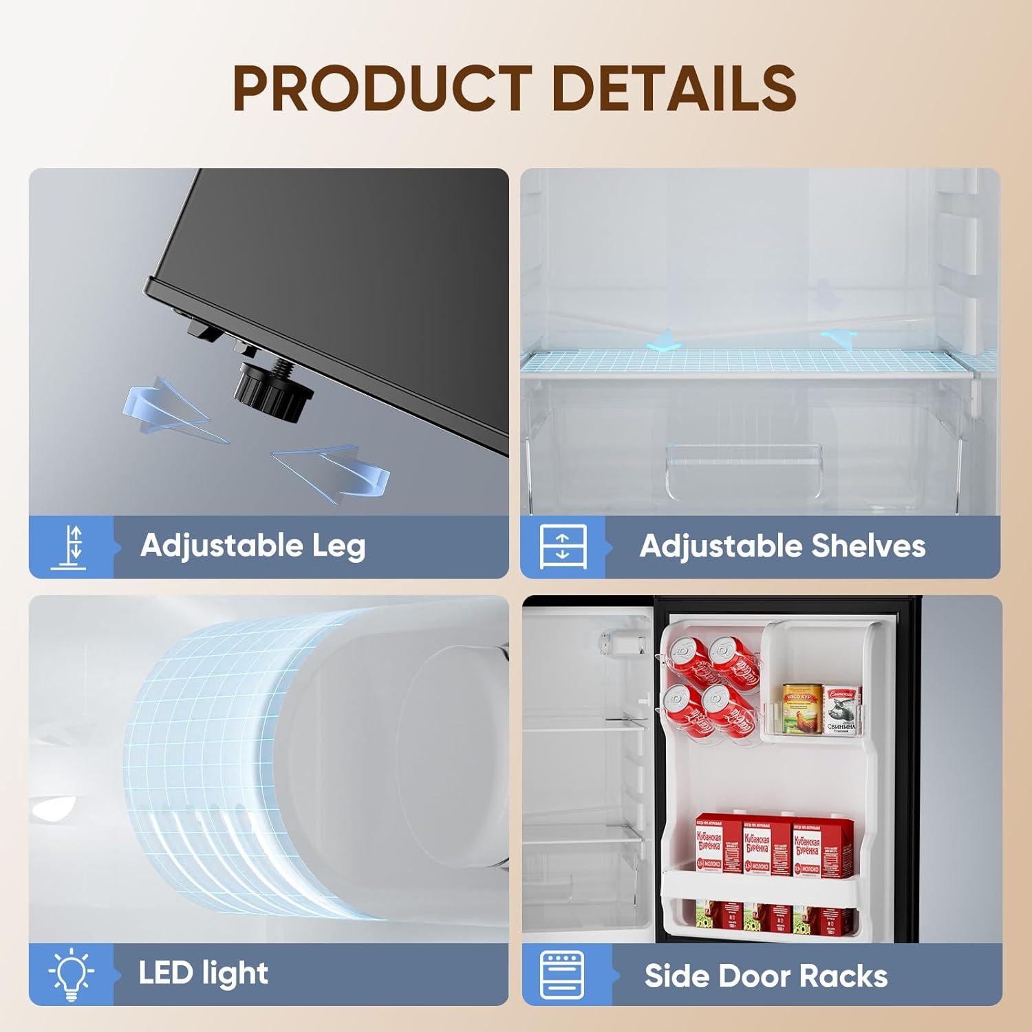 imageUpstreman 40 CuFt Small Refrigerator with Bottom Freezer Double Door Mini Fridge with Freezer Mini Refrigerator for Apartment Dorm Office BM40 BlackBlack