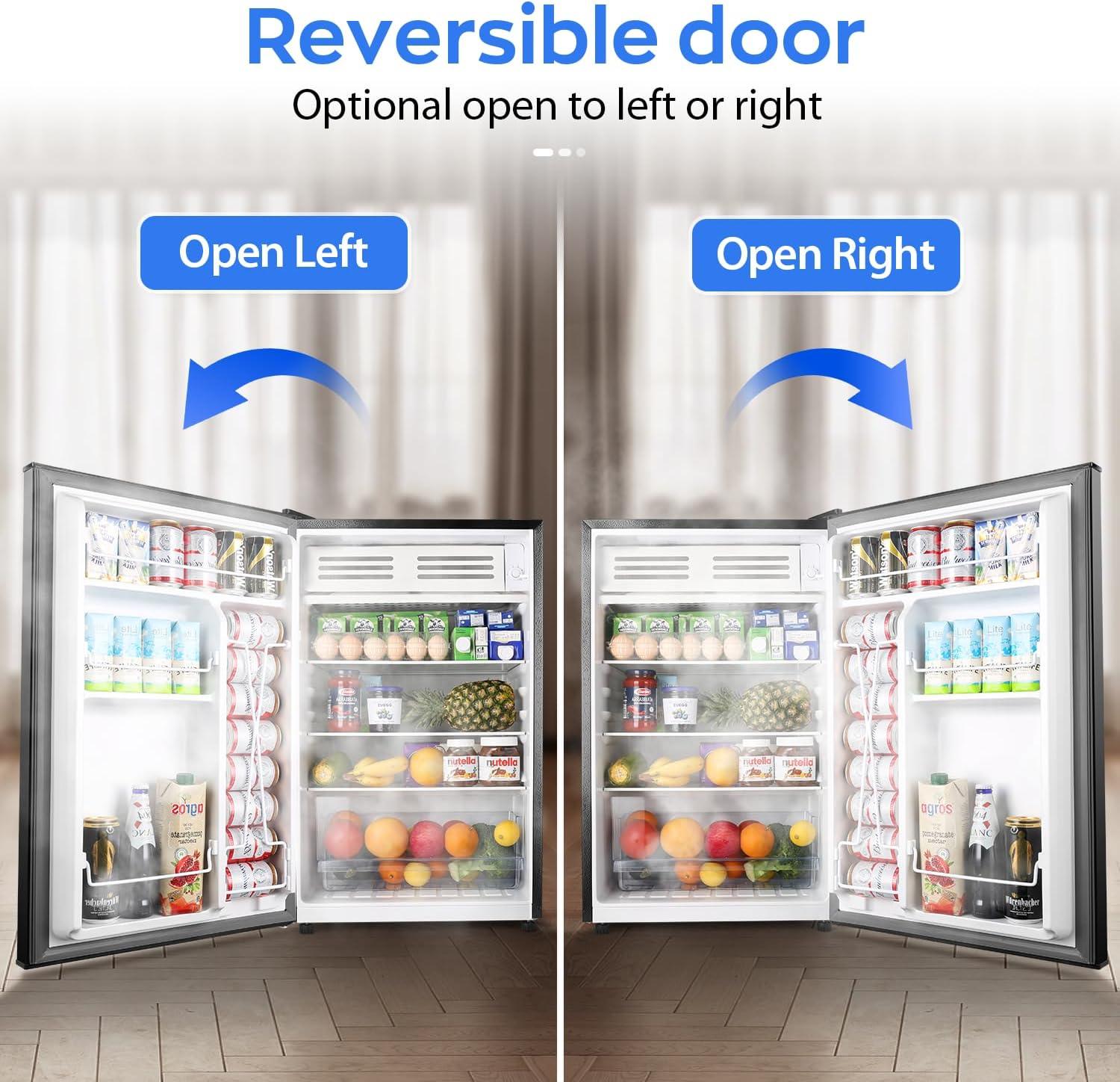 imageUpstreman 45 CuFt Mini Fridge with Freezer Single Door Mini Refrigerator Adjustable Thermostat Low Noise Energy Saving Small Refrigerator for Bedroom Dorm Office Black FR45Classic Black