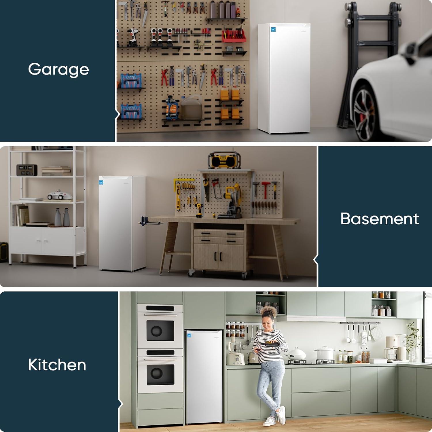 imageUpstreman 70 CuFt Convertible Upright Freezer with Large Capacity Convertible Design Energy Saving Quiet Operation Removable Shelves Suitable for Basement Dorm Apartment Office WhiteUF70