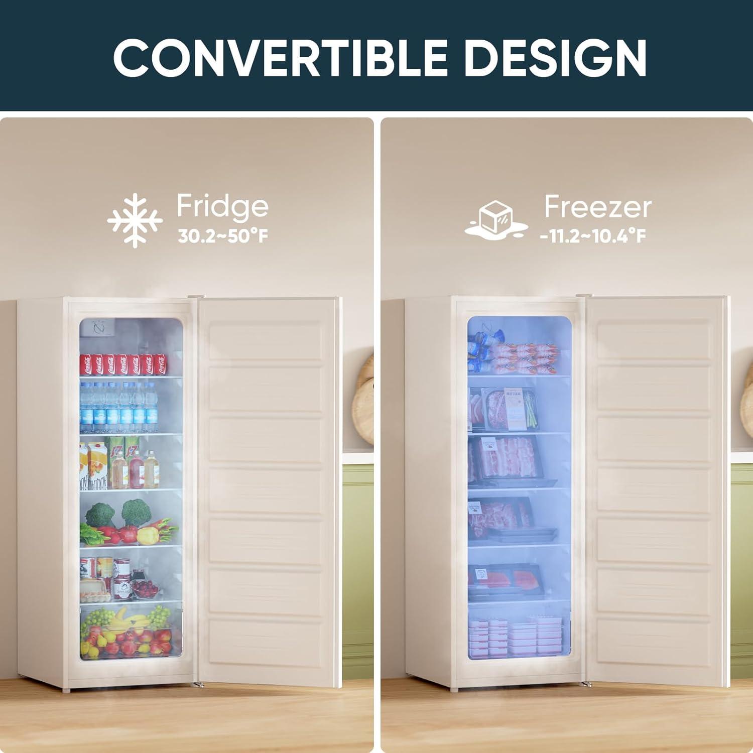 imageUpstreman 70 CuFt Convertible Upright Freezer with Large Capacity Convertible Design Energy Saving Quiet Operation Removable Shelves Suitable for Basement Dorm Apartment Office WhiteUF70