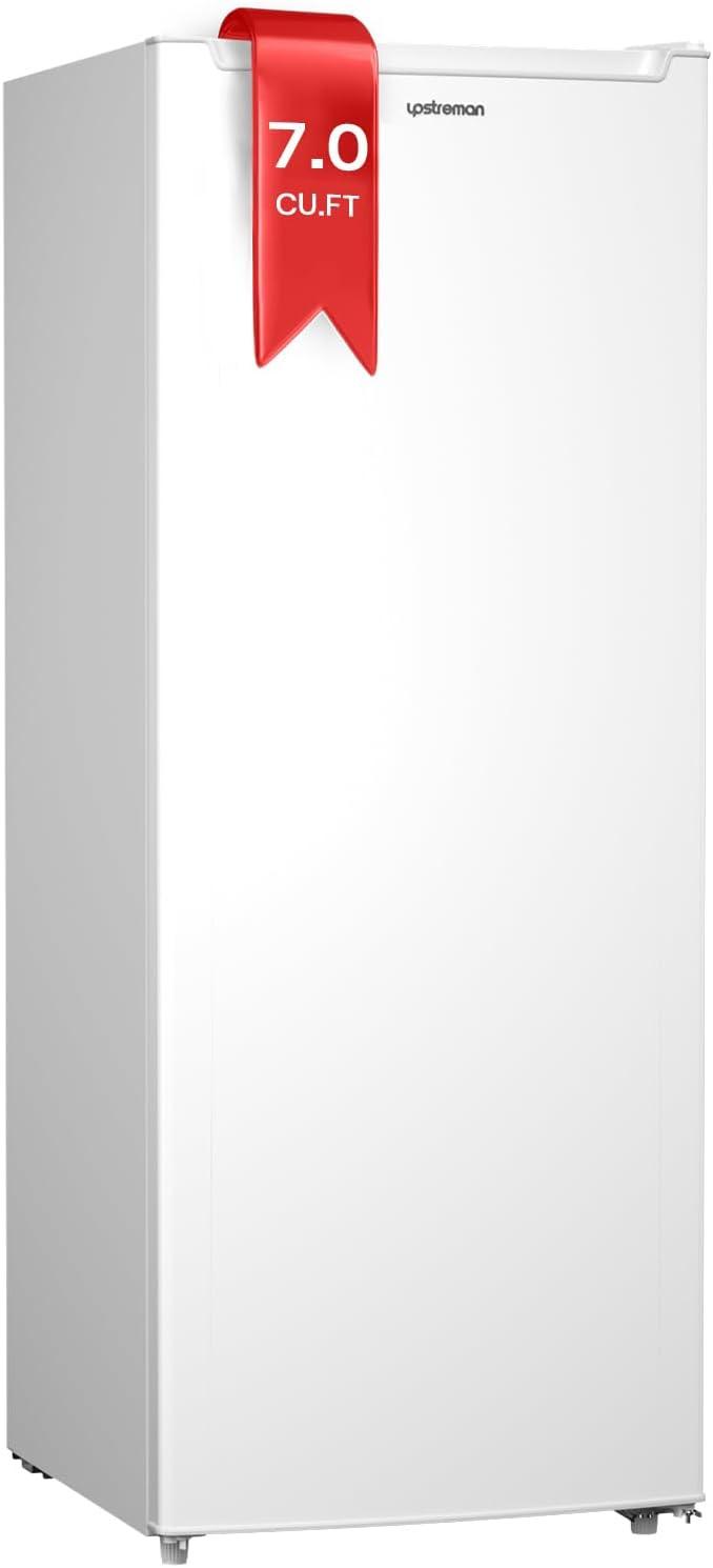 imageUpstreman 70 CuFt Upright Freezer Large Capacity Convertible RefrigeratorFreezer 5 Adjustable Shelves Energy Efficient Garage Ready Reversible Door for Basement Dorm ApartmentWhiteWhite