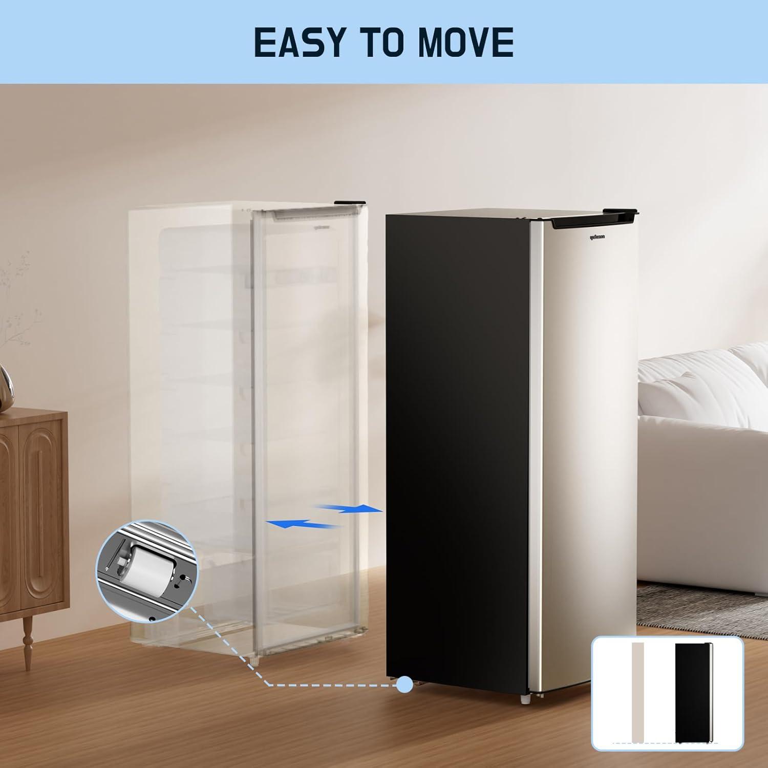 imageUpstreman 70 CuFt Upright Freezer Large Capacity Convertible RefrigeratorFreezer 5 Adjustable Shelves Energy Efficient Garage Ready Reversible Door for Basement Dorm ApartmentWhiteStainless