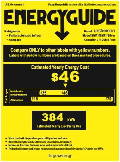 imageUpstreman 71 CuFt Refrigerator with Bottom Freezer Apartment Fridge with Freezer Energyefficient Large Capacity Adjustable Thermostat Refrigerator for Apartment Kitchen DormBM71