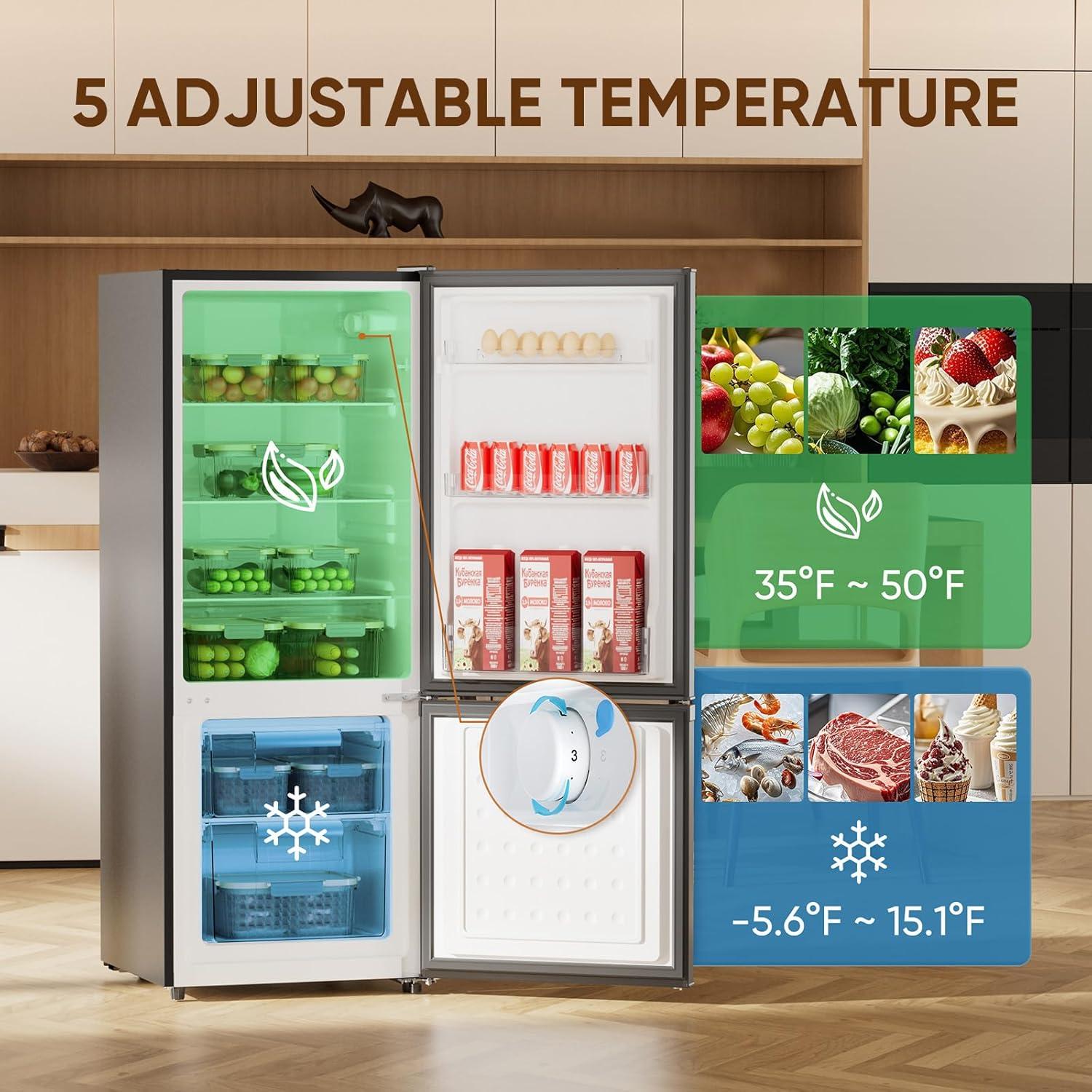 imageUpstreman 71 CuFt Refrigerator with Bottom Freezer Apartment Fridge with Freezer Energyefficient Large Capacity Adjustable Thermostat Refrigerator for Apartment Kitchen DormBM71